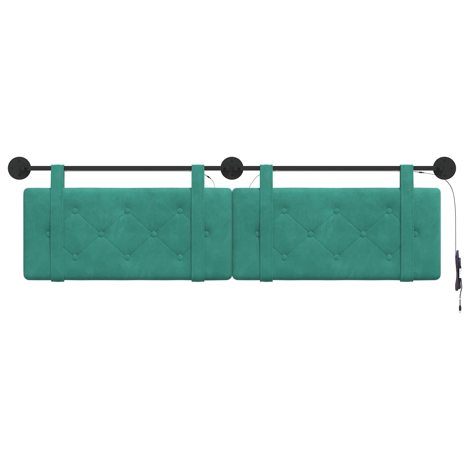 Tête de lit suspendue Avec lumière LED Turquoise Velours - XIOS