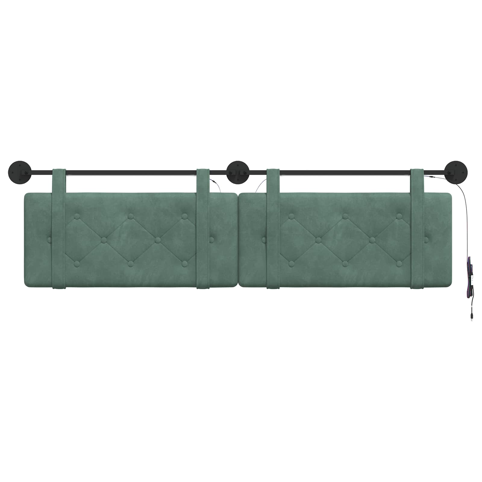 Tête de lit suspendue Avec lumière LED Vert Mer Velours - XIOS