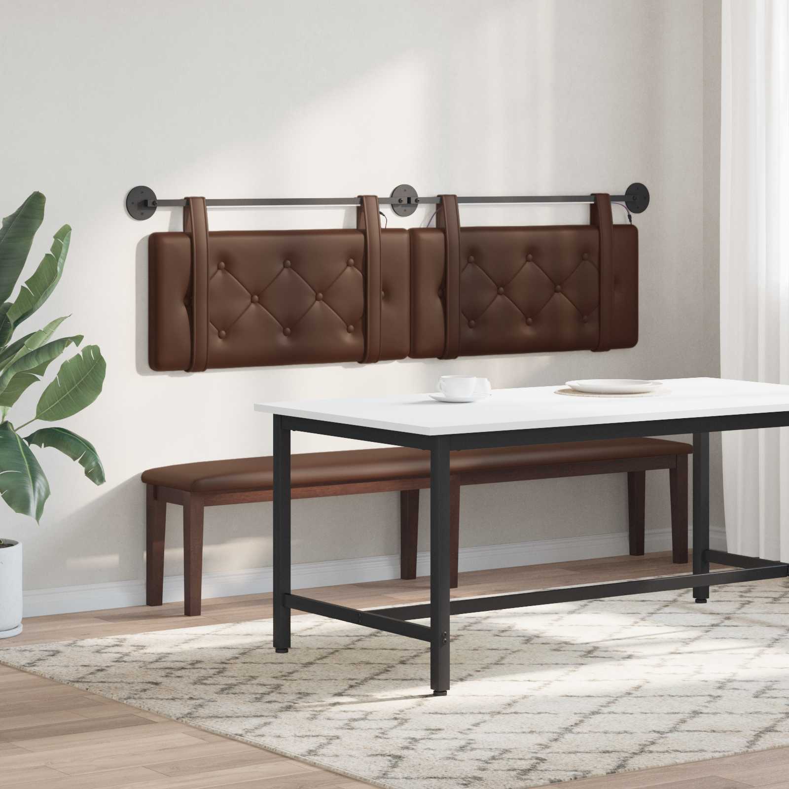 Tête de lit suspendue Avec lumière LED Marron Simili cuir - XIOS