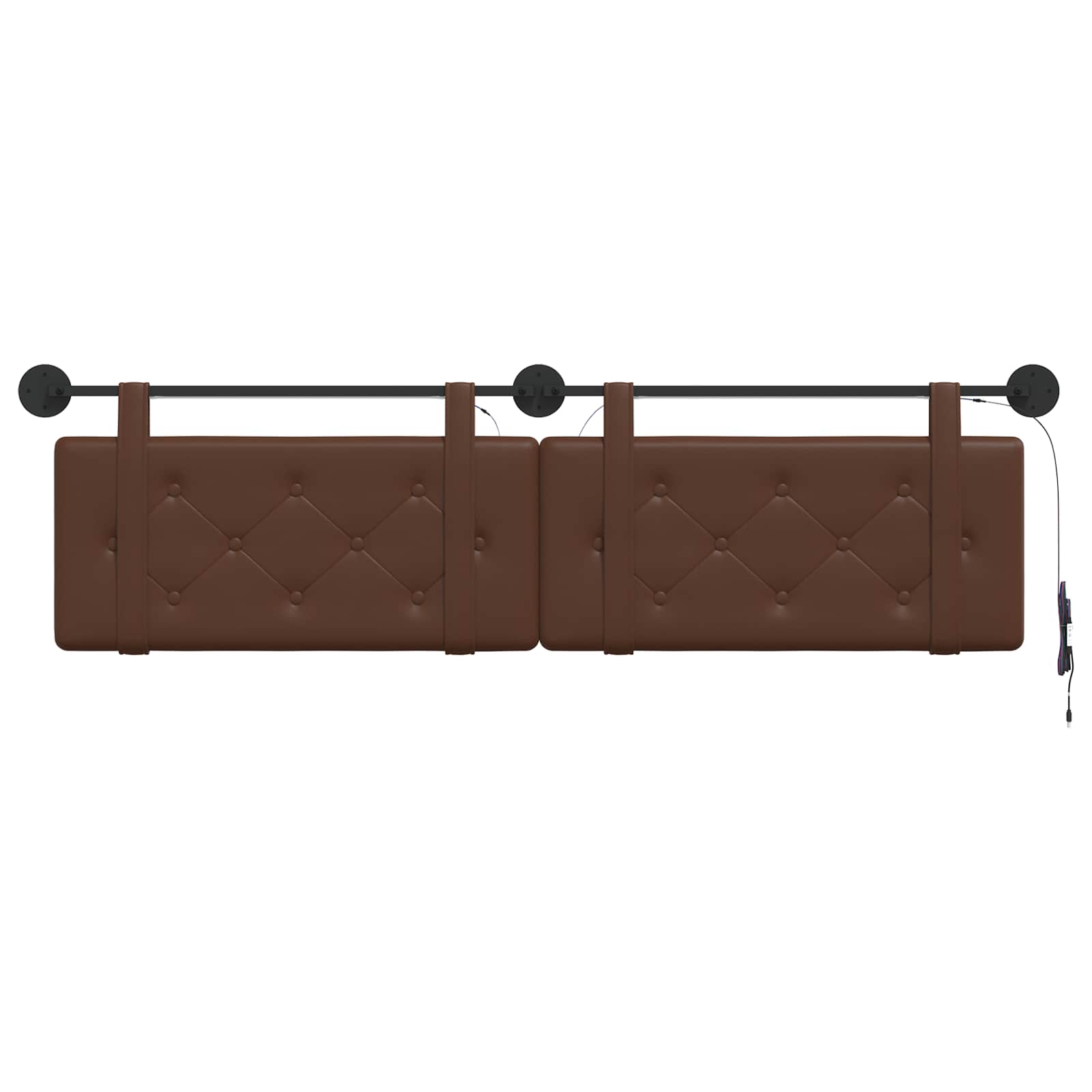 Tête de lit suspendue Avec lumière LED Marron Simili cuir - XIOS