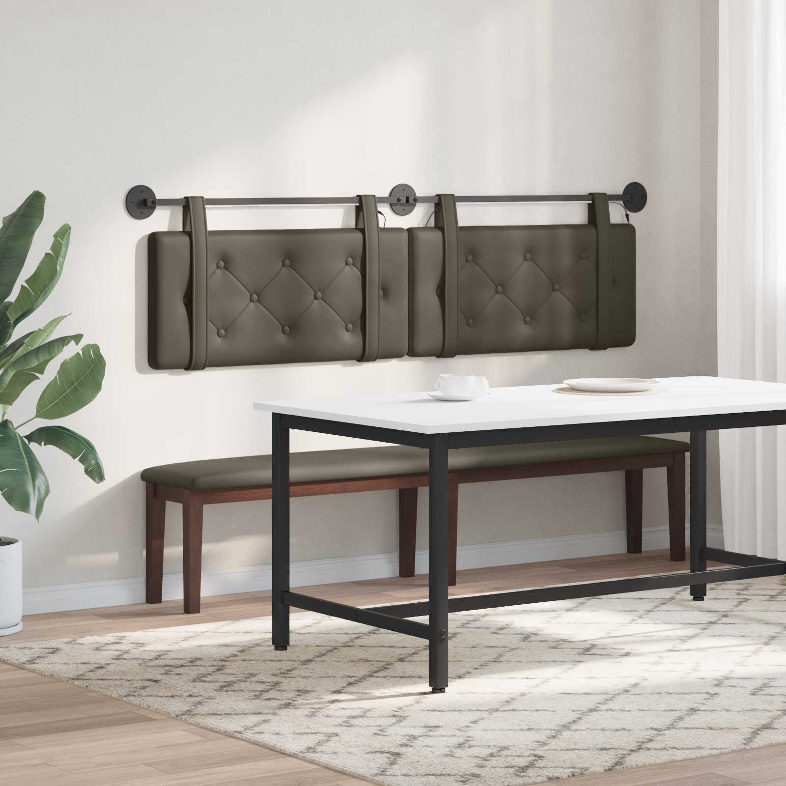 Tête de lit suspendue Avec lumière LED Gris Simili cuir - XIOS
