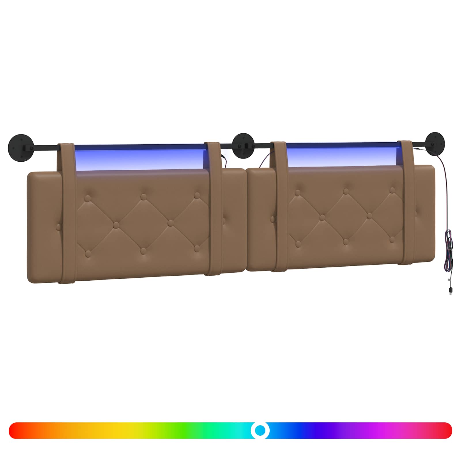 Tête de lit suspendue Avec lumière LED Cappuccino Simili cuir - XIOS