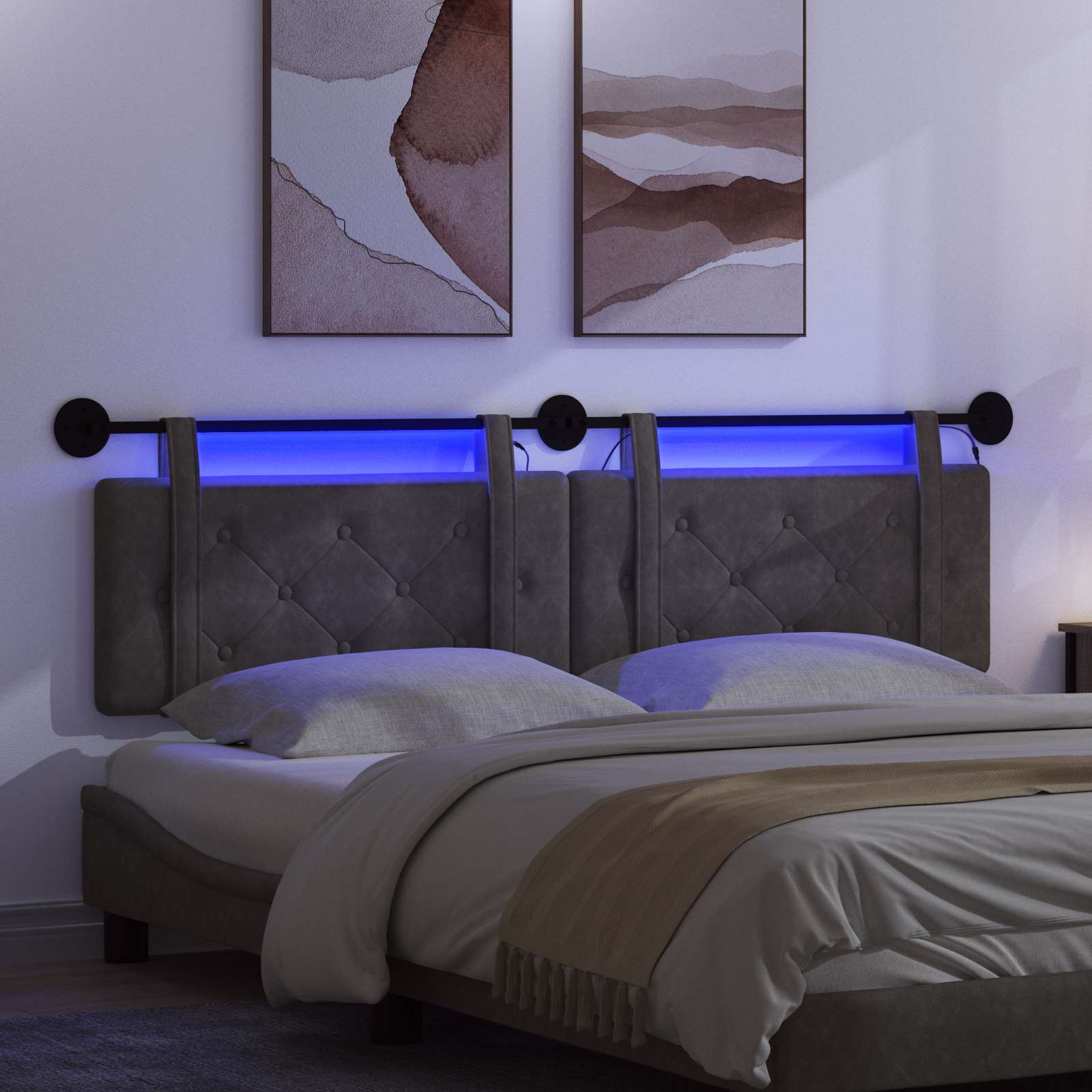 Tête de lit suspendue Avec lumière LED Noir PU antique - XIOS