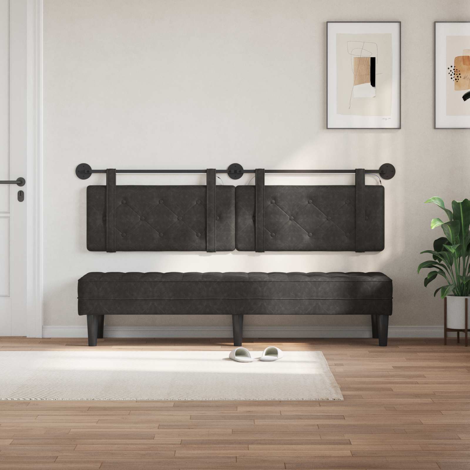 Tête de lit suspendue Avec lumière LED Noir PU antique - XIOS