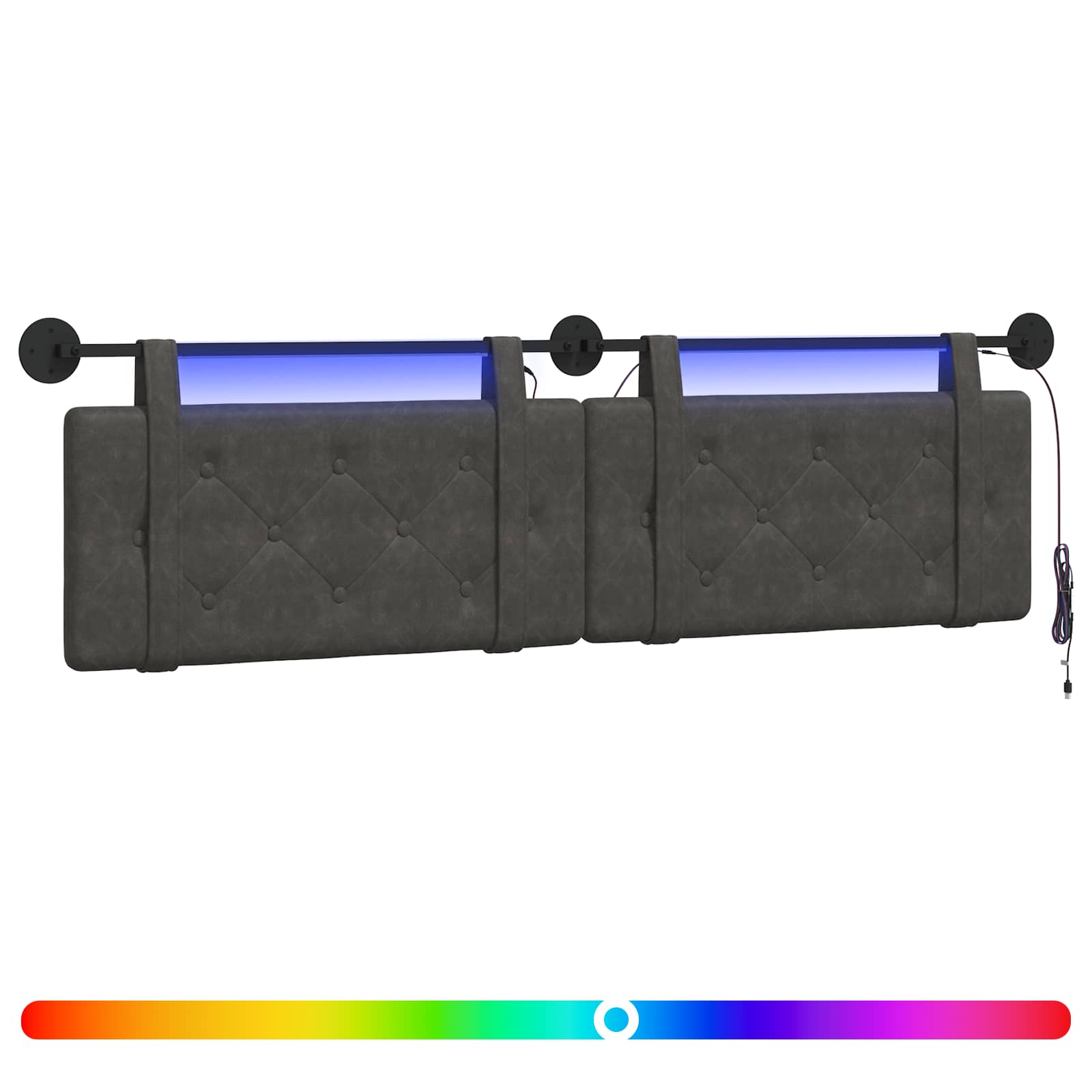 Tête de lit suspendue Avec lumière LED Noir PU antique - XIOS