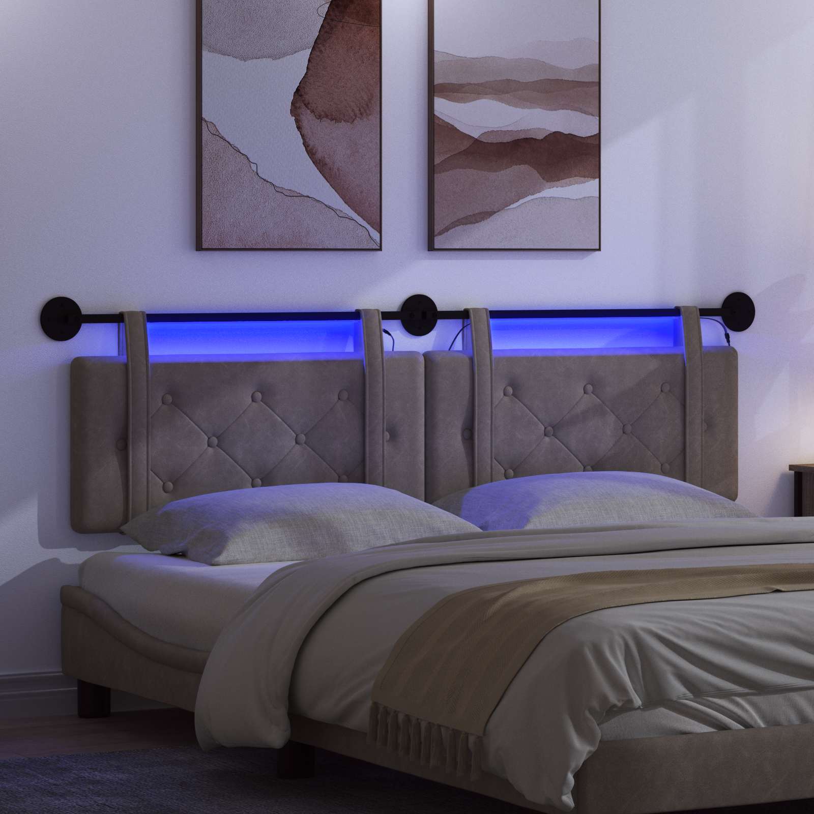 Tête de lit suspendue Avec lumière LED Gris PU antique - XIOS