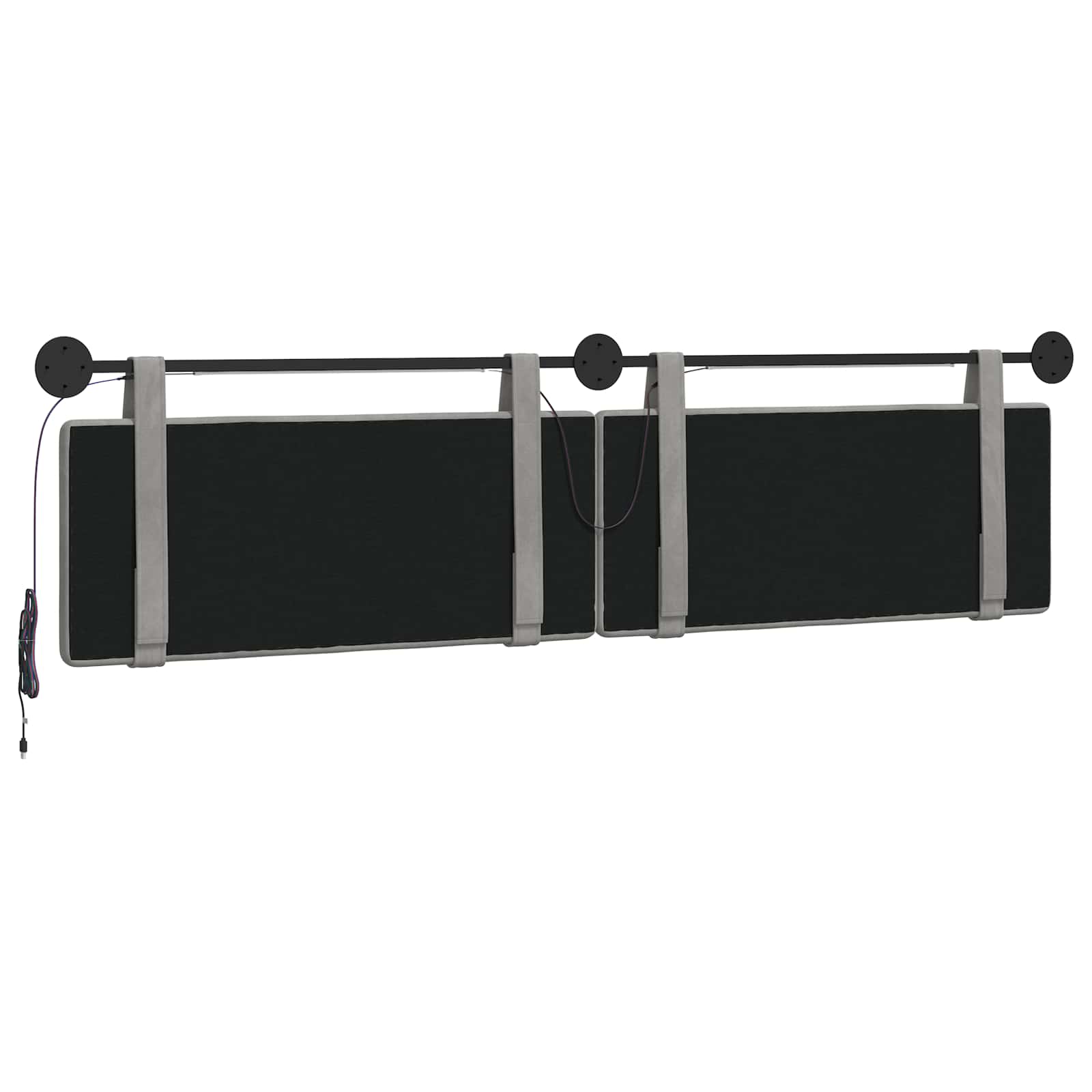 Tête de lit suspendue Avec lumière LED Gris clair Velours - XIOS