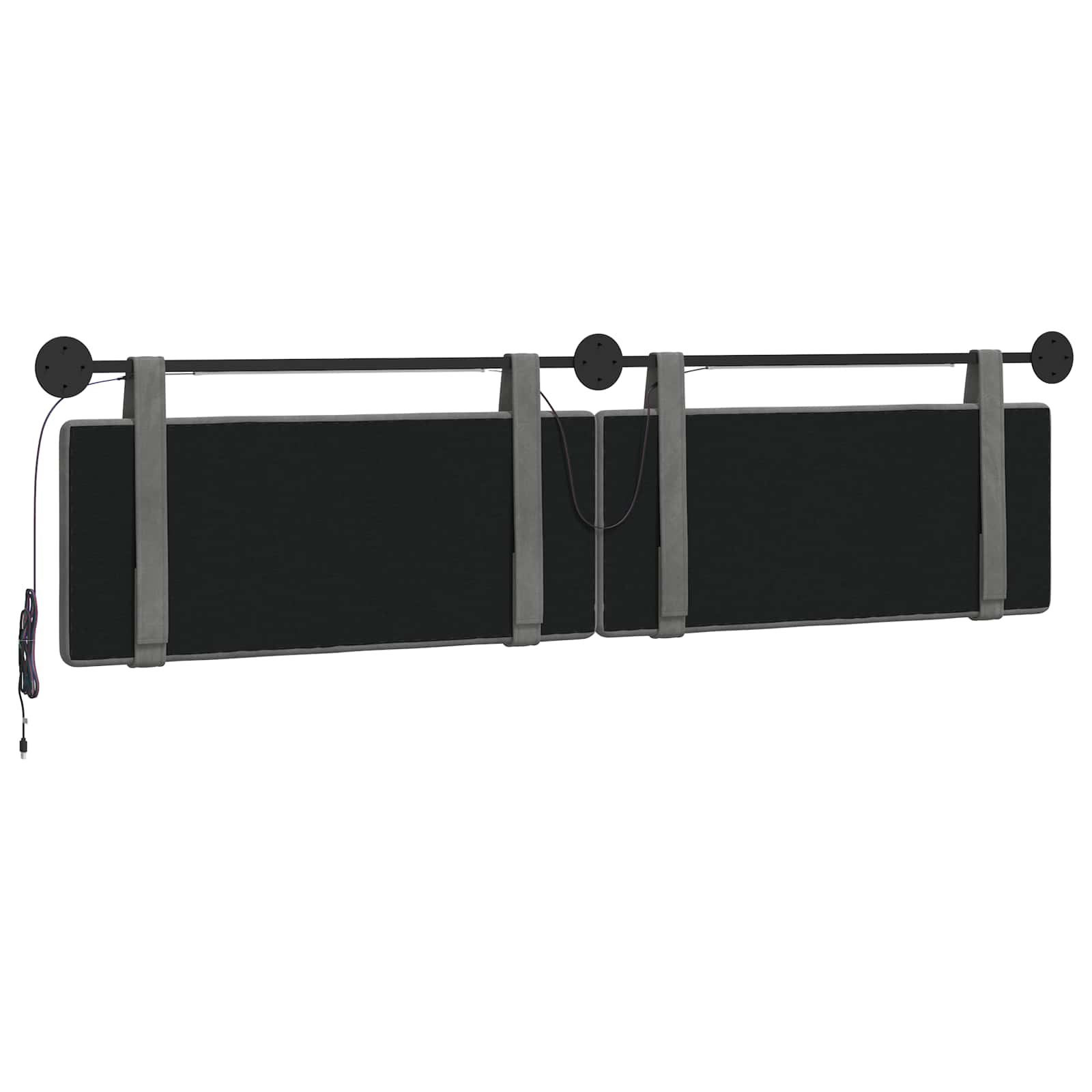 Tête de lit suspendue Avec lumière LED Gris foncé Velours - XIOS