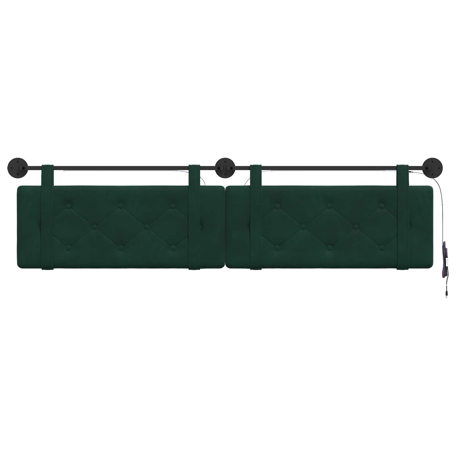 Tête de lit suspendue Avec lumière LED Vert foncé Velours - XIOS