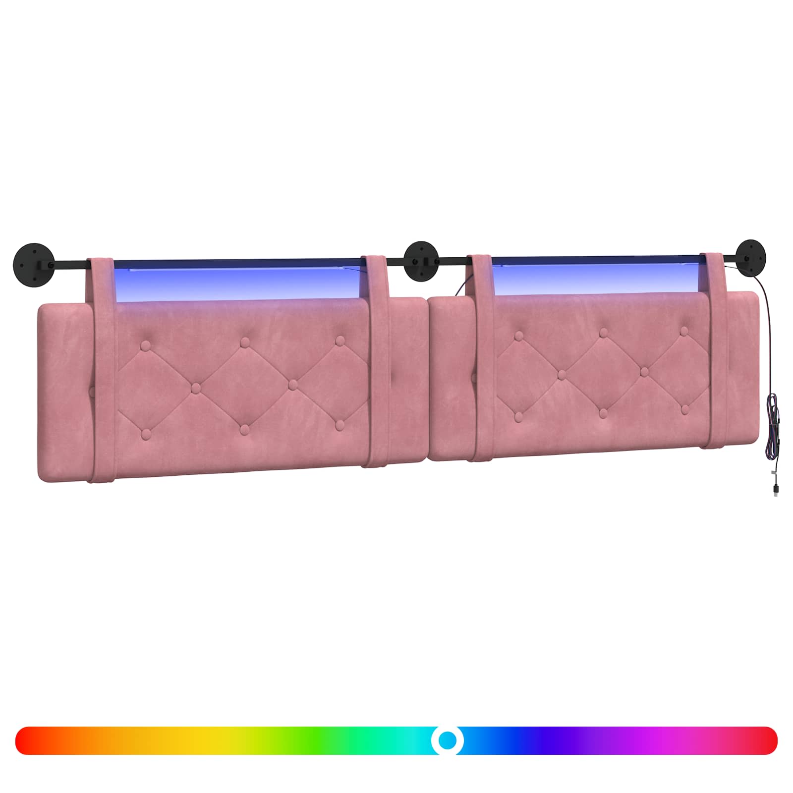 Tête de lit suspendue Avec lumière LED Rose Velours - XIOS
