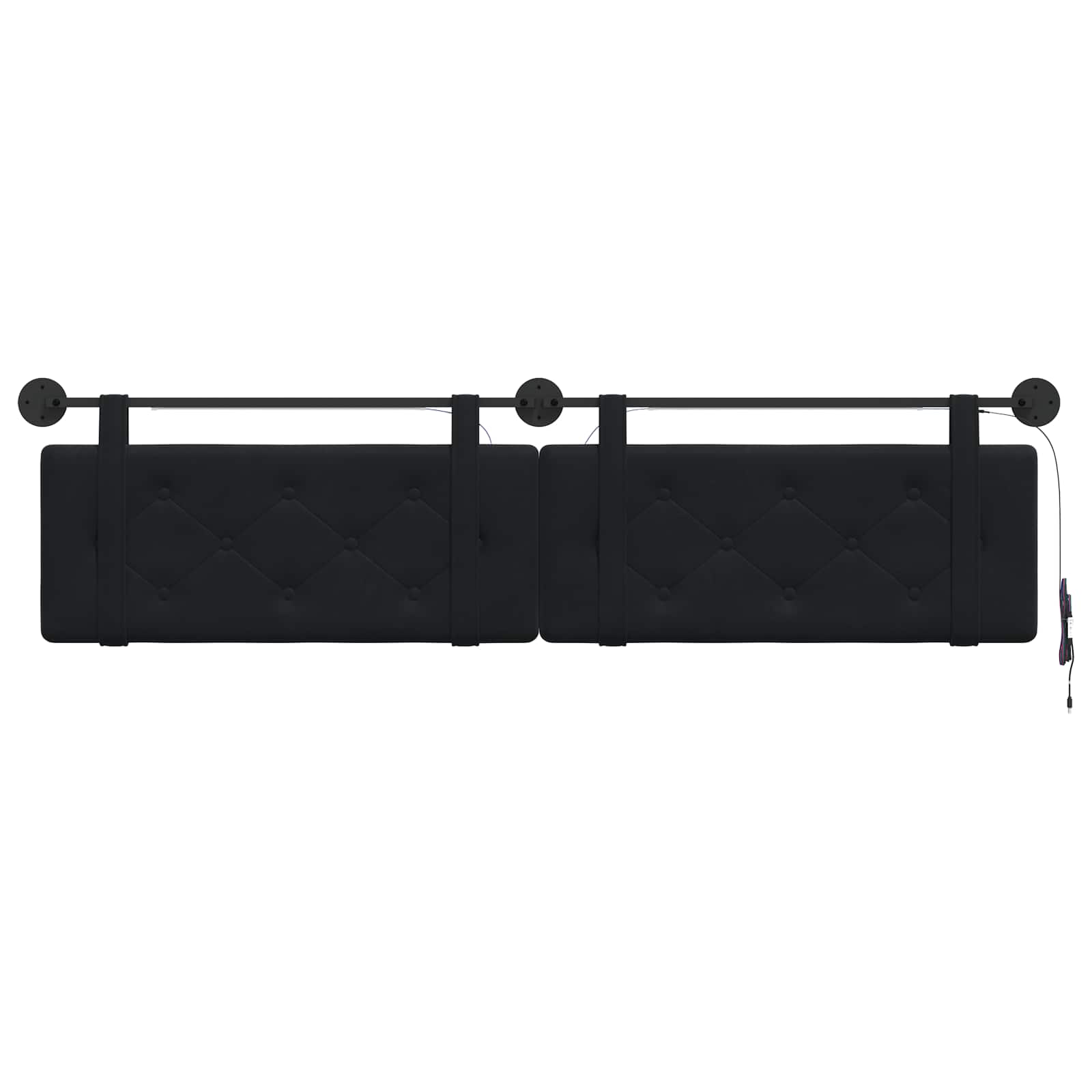 Tête de lit suspendue Avec lumière LED Noir Velours - XIOS