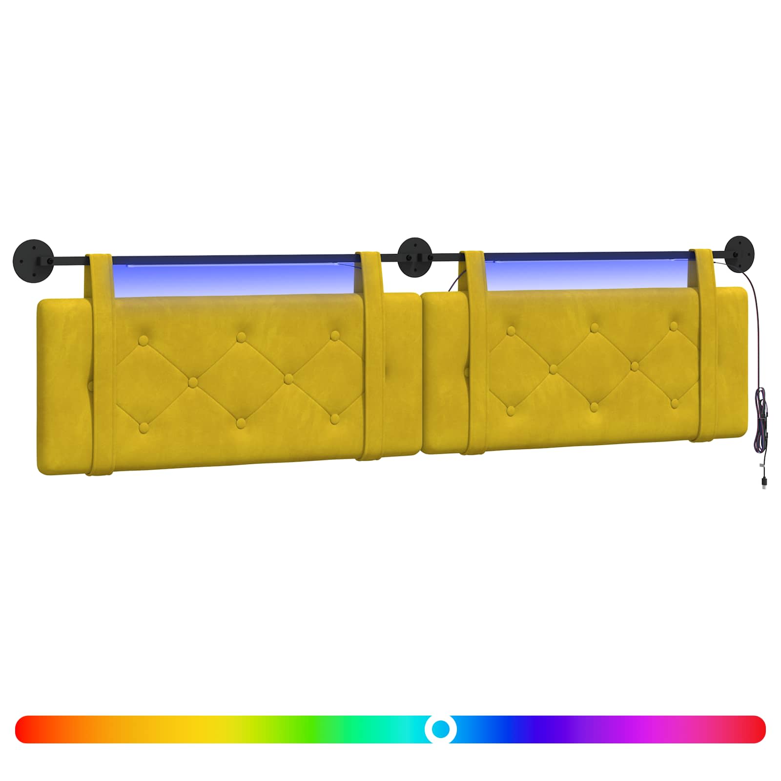 Tête de lit suspendue Avec lumière LED Jaune Velours - XIOS