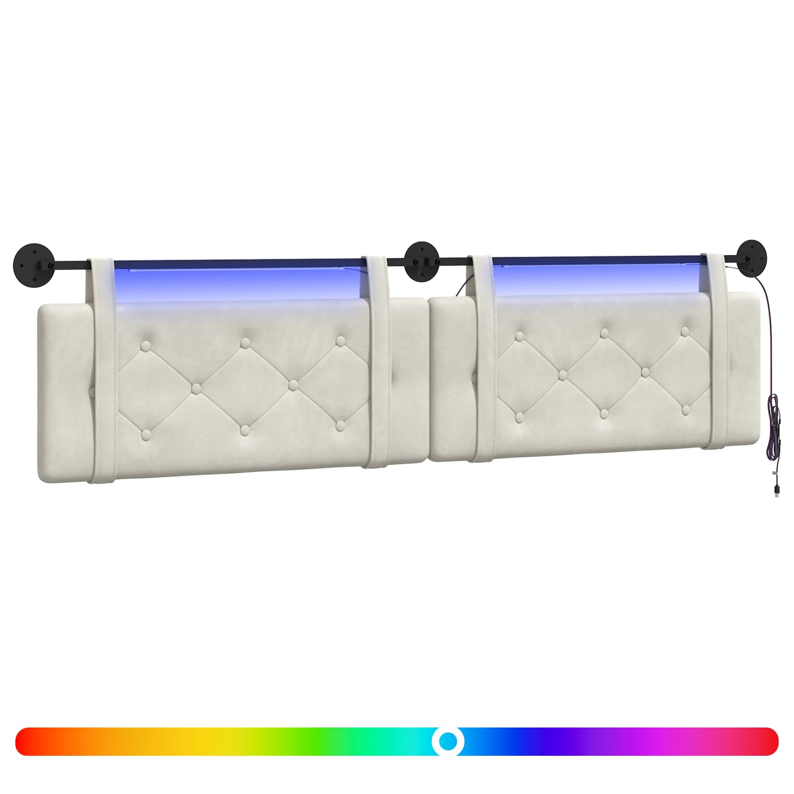 Tête de lit suspendue Avec lumière LED Crème Velours - XIOS