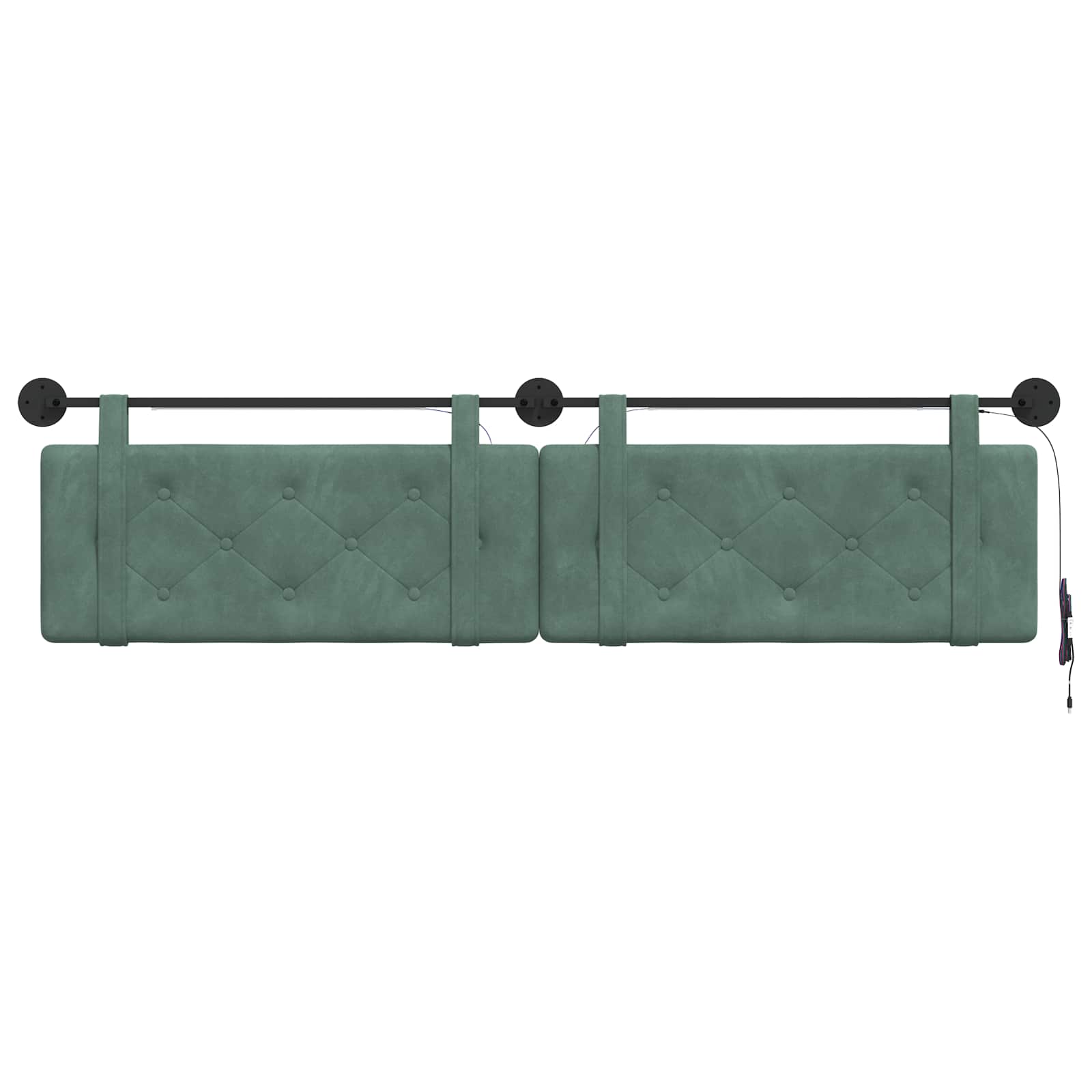 Tête de lit suspendue Avec lumière LED Vert Mer Velours - XIOS