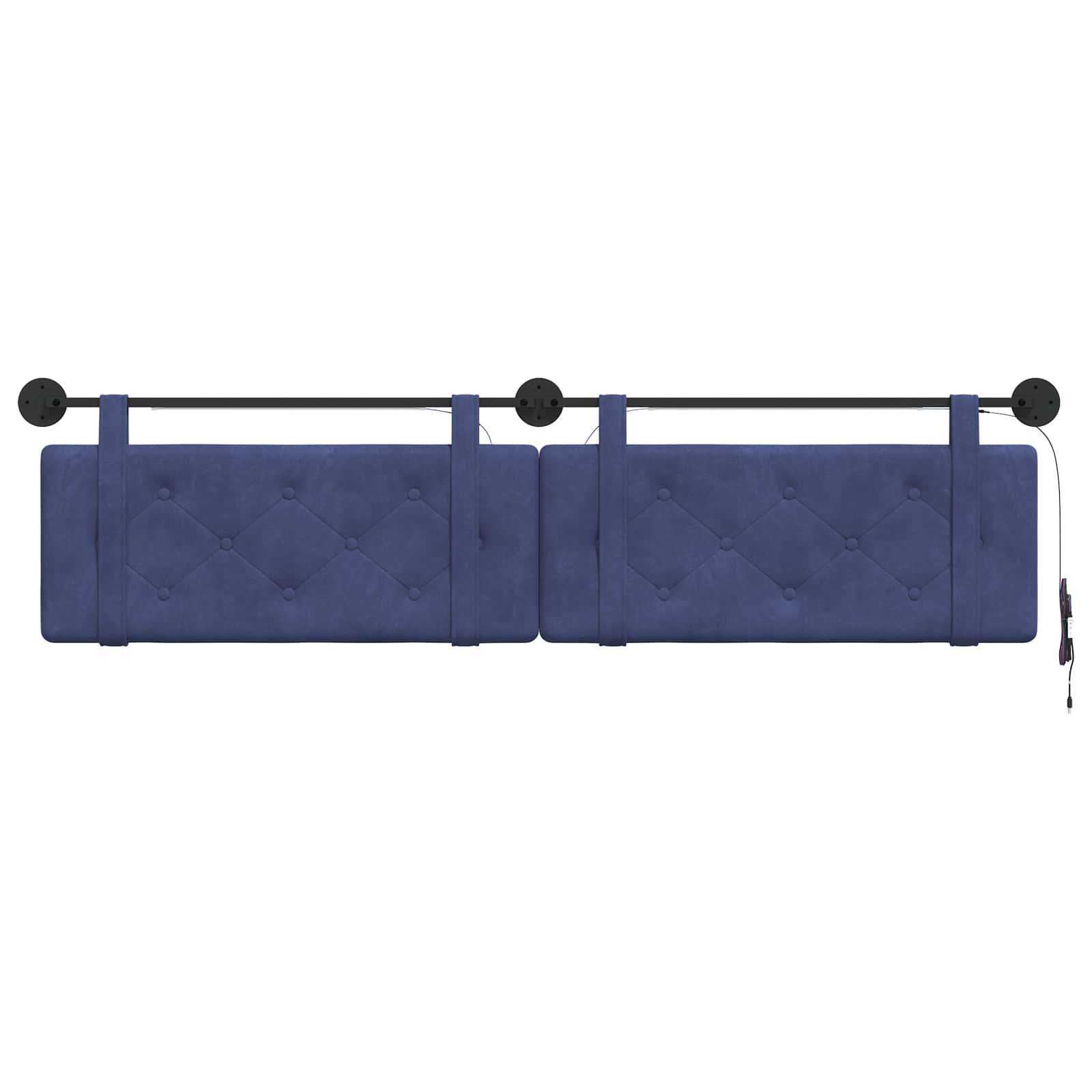 Tête de lit suspendue Avec lumière LED Bleu police Velours - XIOS