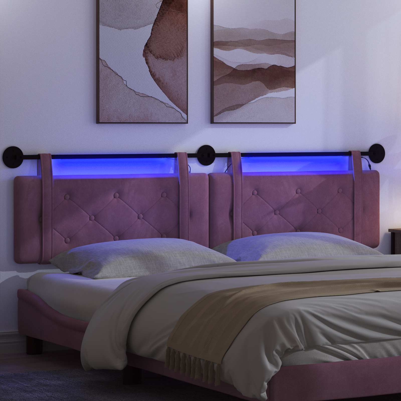 Tête de lit suspendue Avec lumière LED Pourpre Velours - XIOS