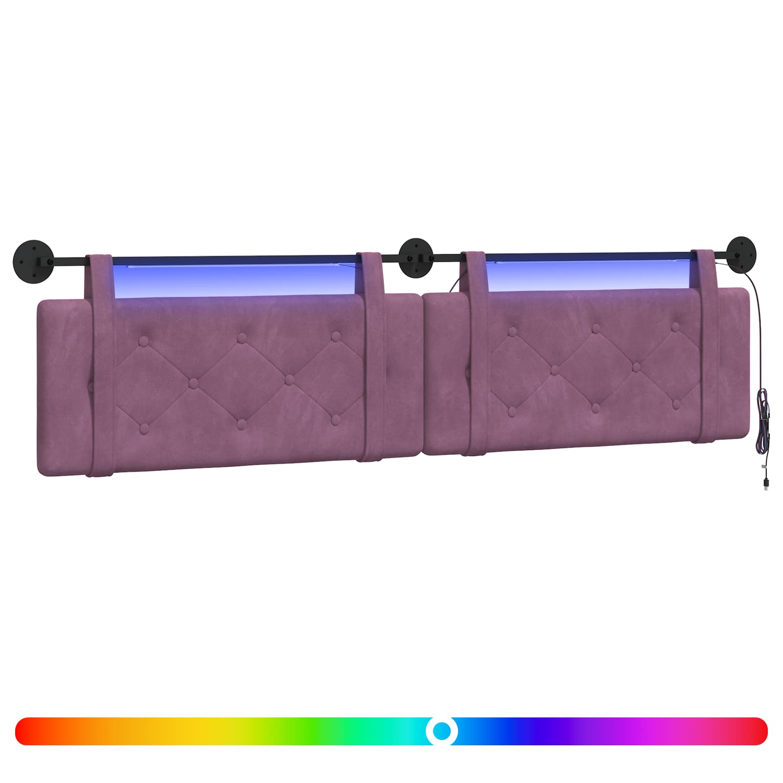 Tête de lit suspendue Avec lumière LED Pourpre Velours - XIOS