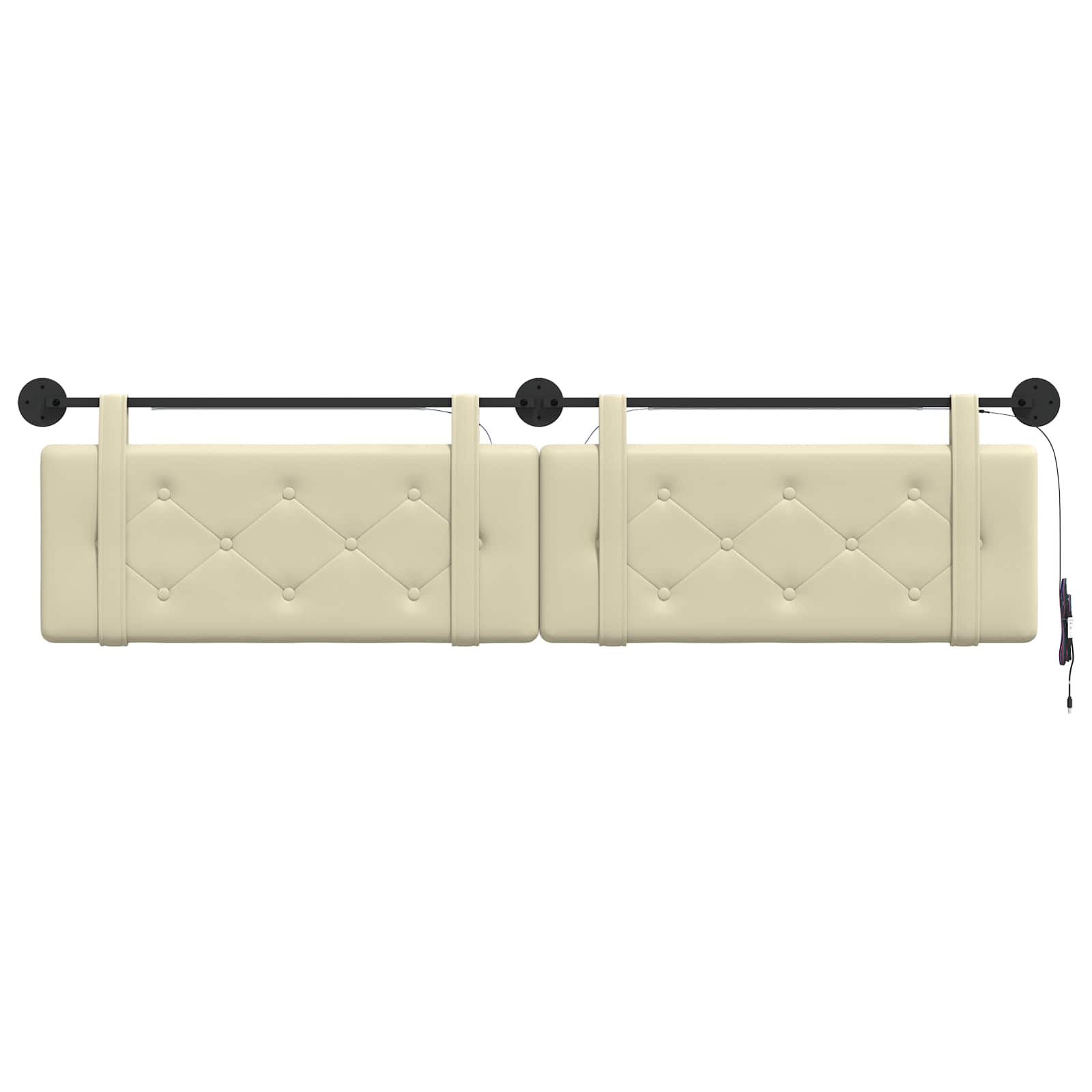 Tête de lit suspendue Avec lumière LED Crème Simili cuir - XIOS