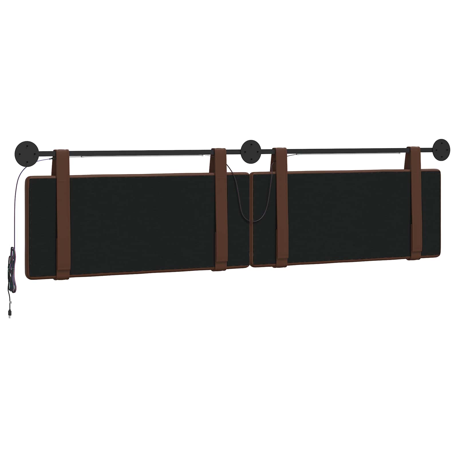 Tête de lit suspendue Avec lumière LED Marron Simili cuir - XIOS