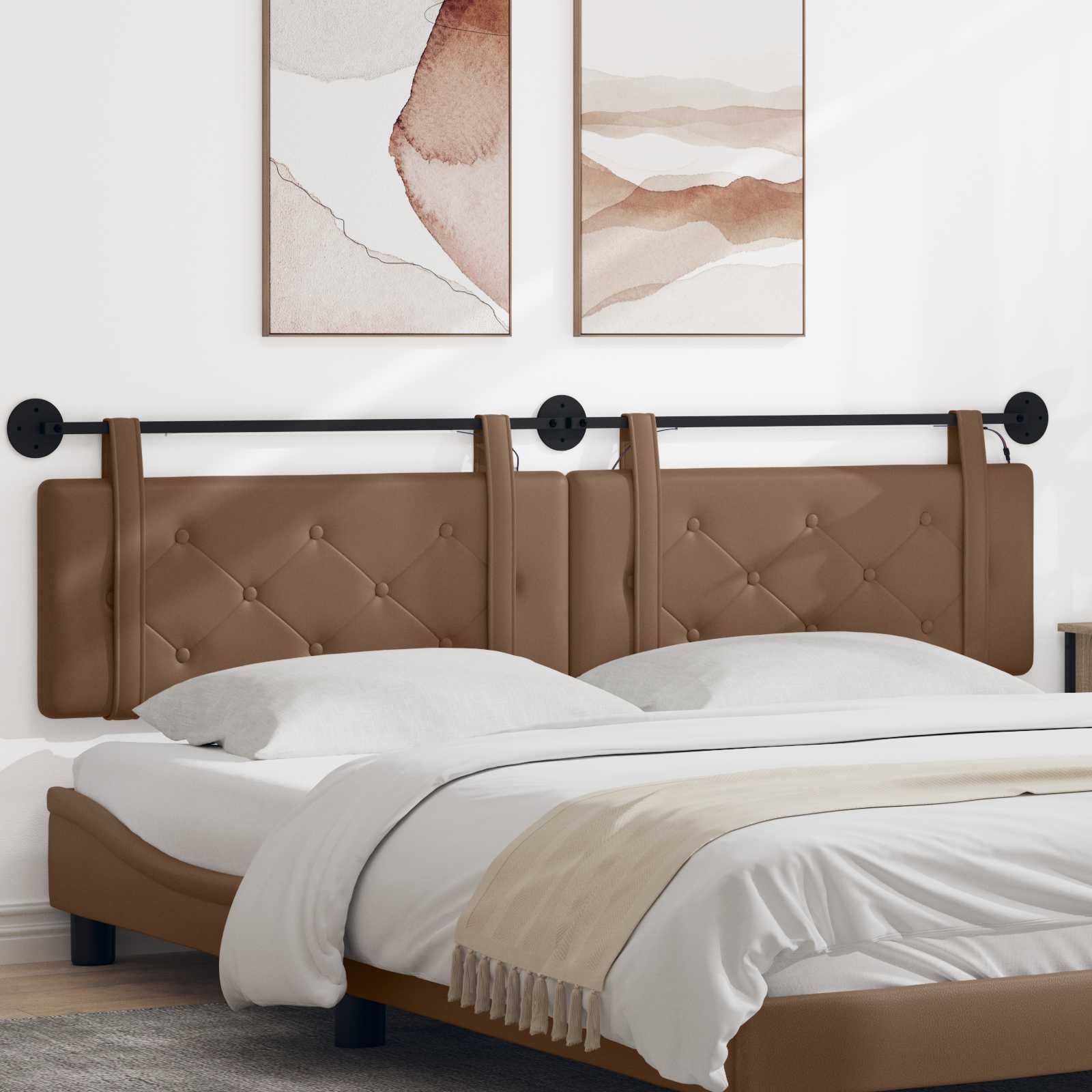 Tête de lit suspendue Avec lumière LED Cappuccino Simili cuir - XIOS