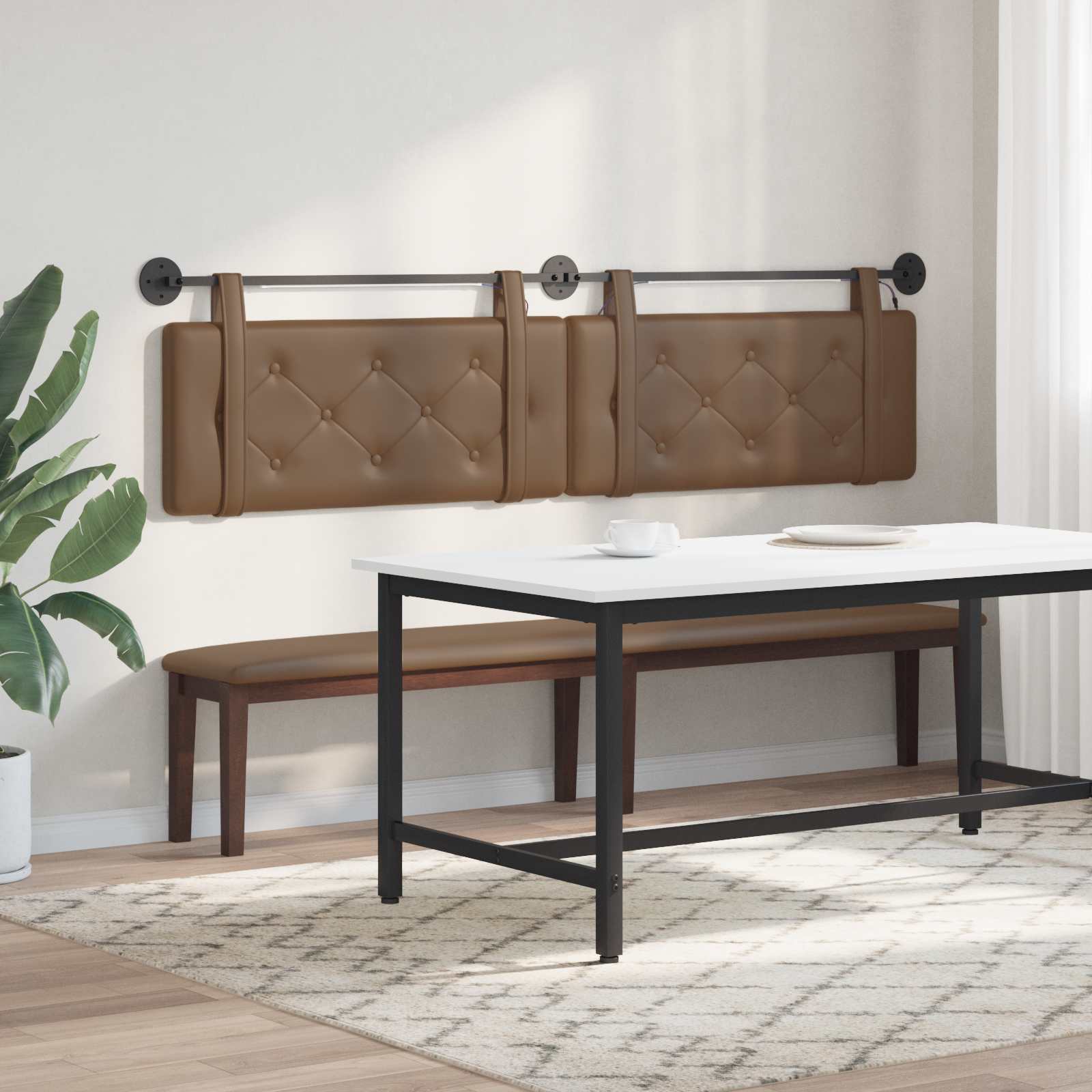 Tête de lit suspendue Avec lumière LED Cappuccino Simili cuir - XIOS