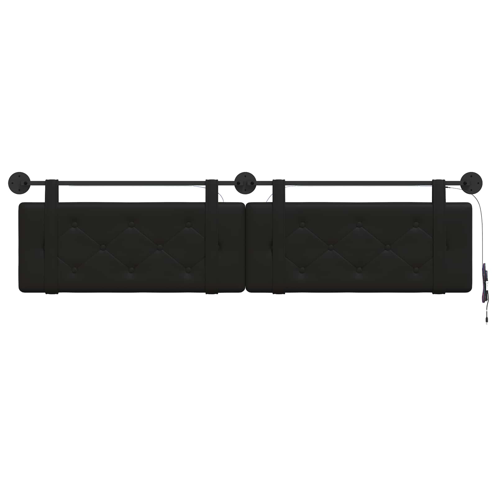 Tête de lit suspendue Avec lumière LED Noir Simili cuir - XIOS