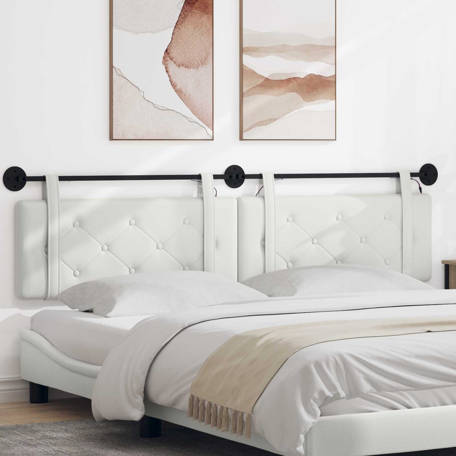 Tête de lit suspendue Avec lumière LED Blanc Simili cuir - XIOS