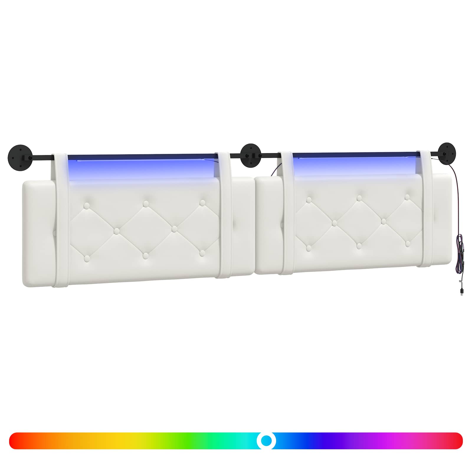 Tête de lit suspendue Avec lumière LED Blanc Simili cuir - XIOS