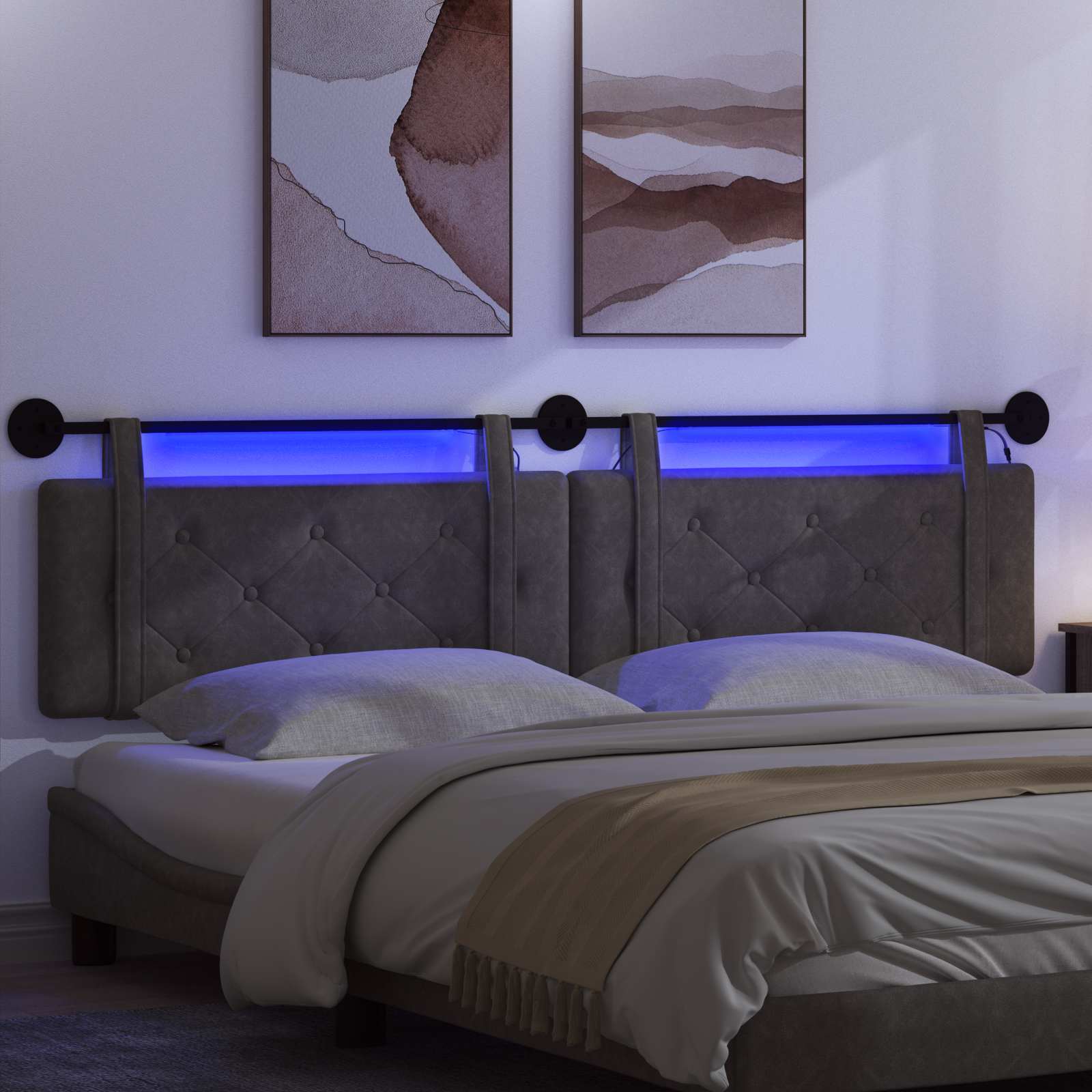 Tête de lit suspendue Avec lumière LED Noir PU antique - XIOS
