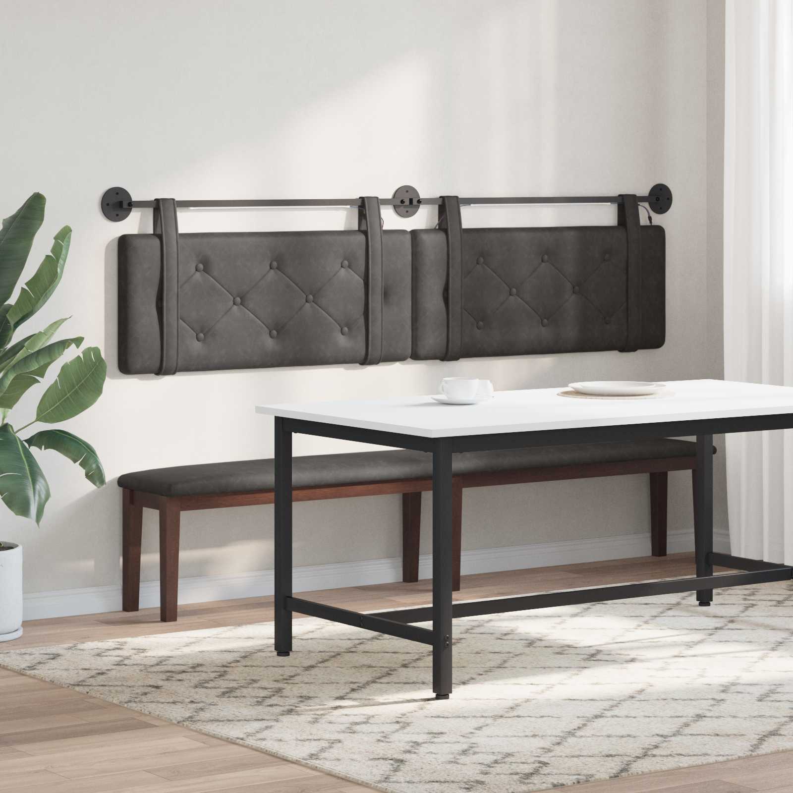 Tête de lit suspendue Avec lumière LED Noir PU antique - XIOS
