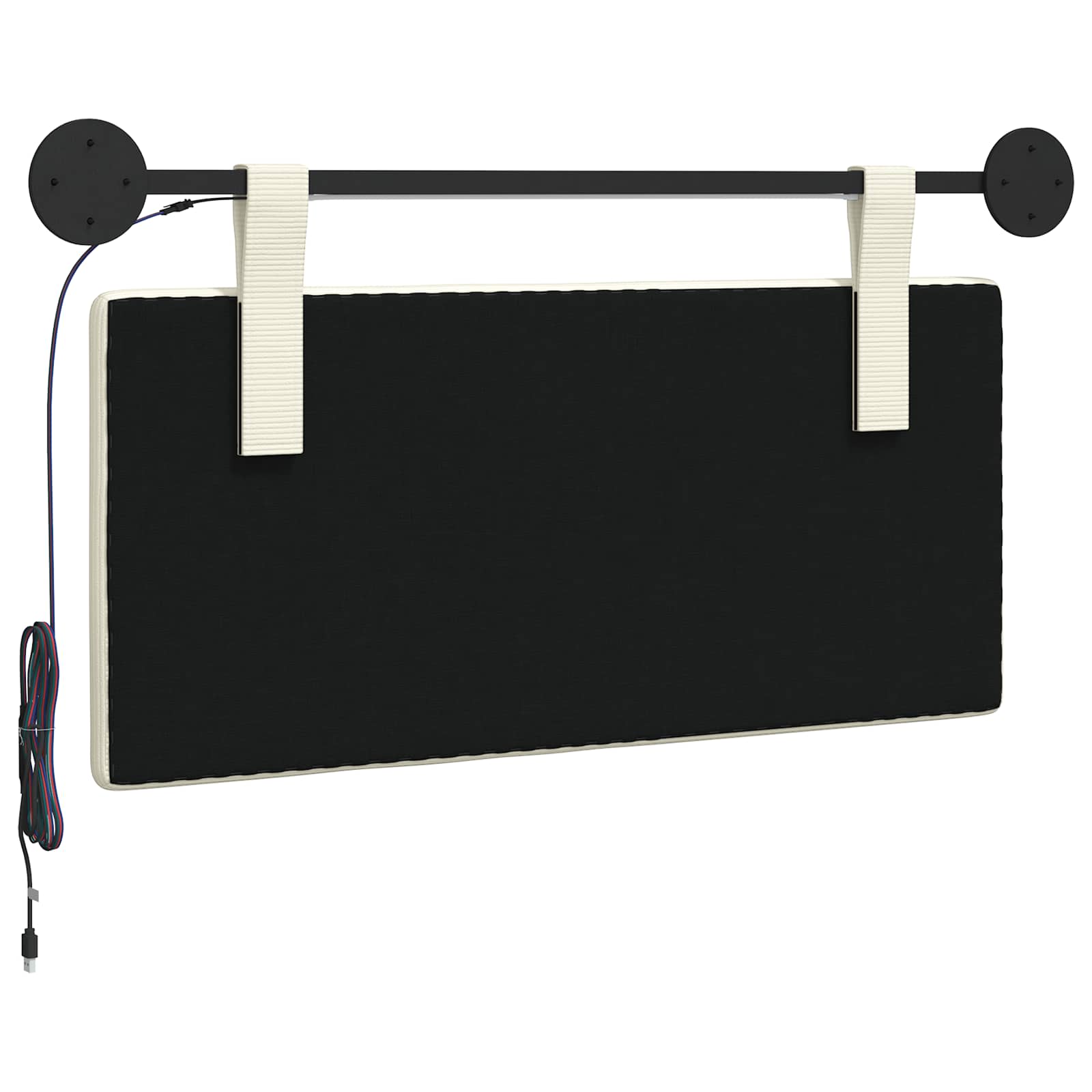 Tête de lit suspendue Crème Tissu en velours côtelé - XIOS
