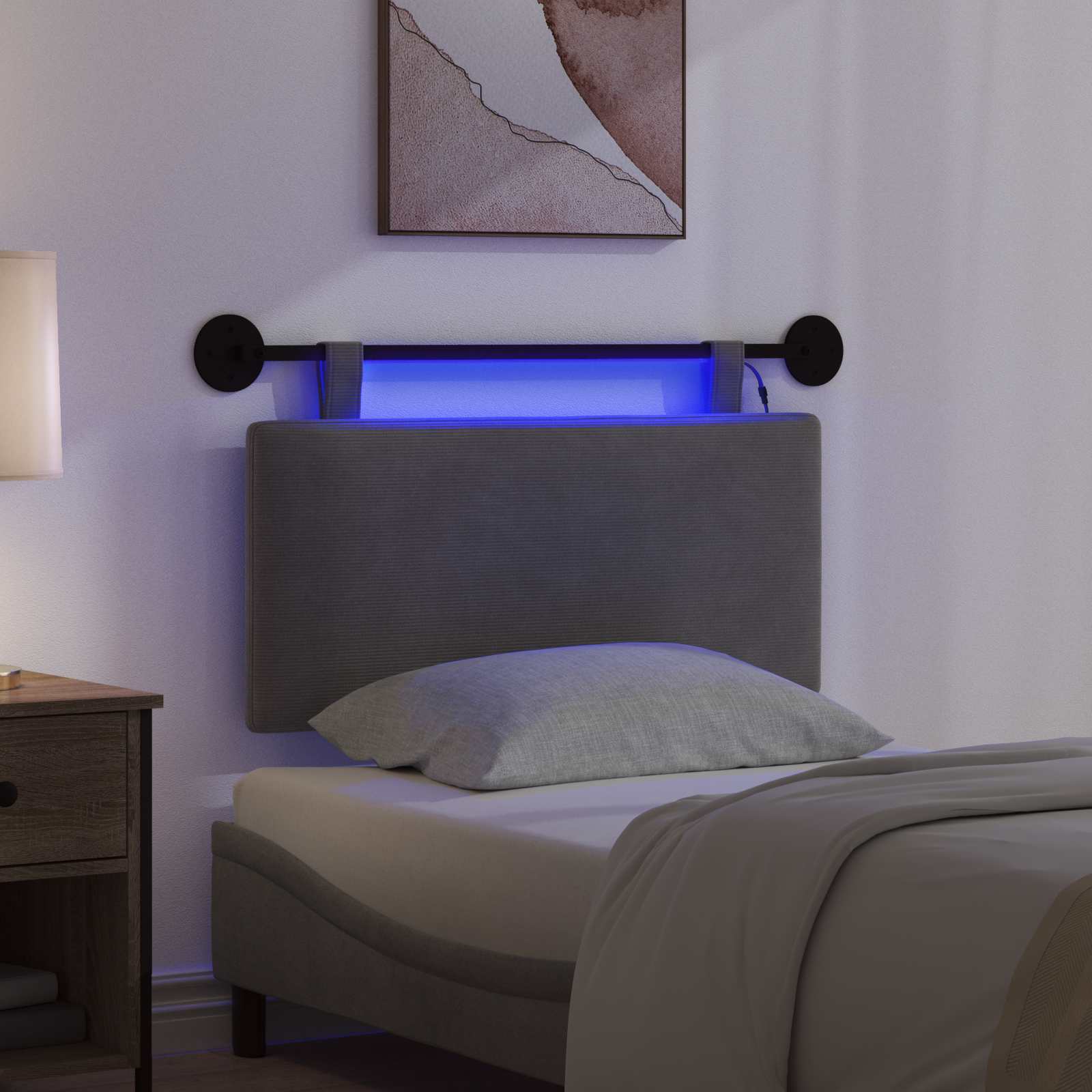 Tête de lit suspendue Gris foncé Tissu en velours côtelé - XIOS