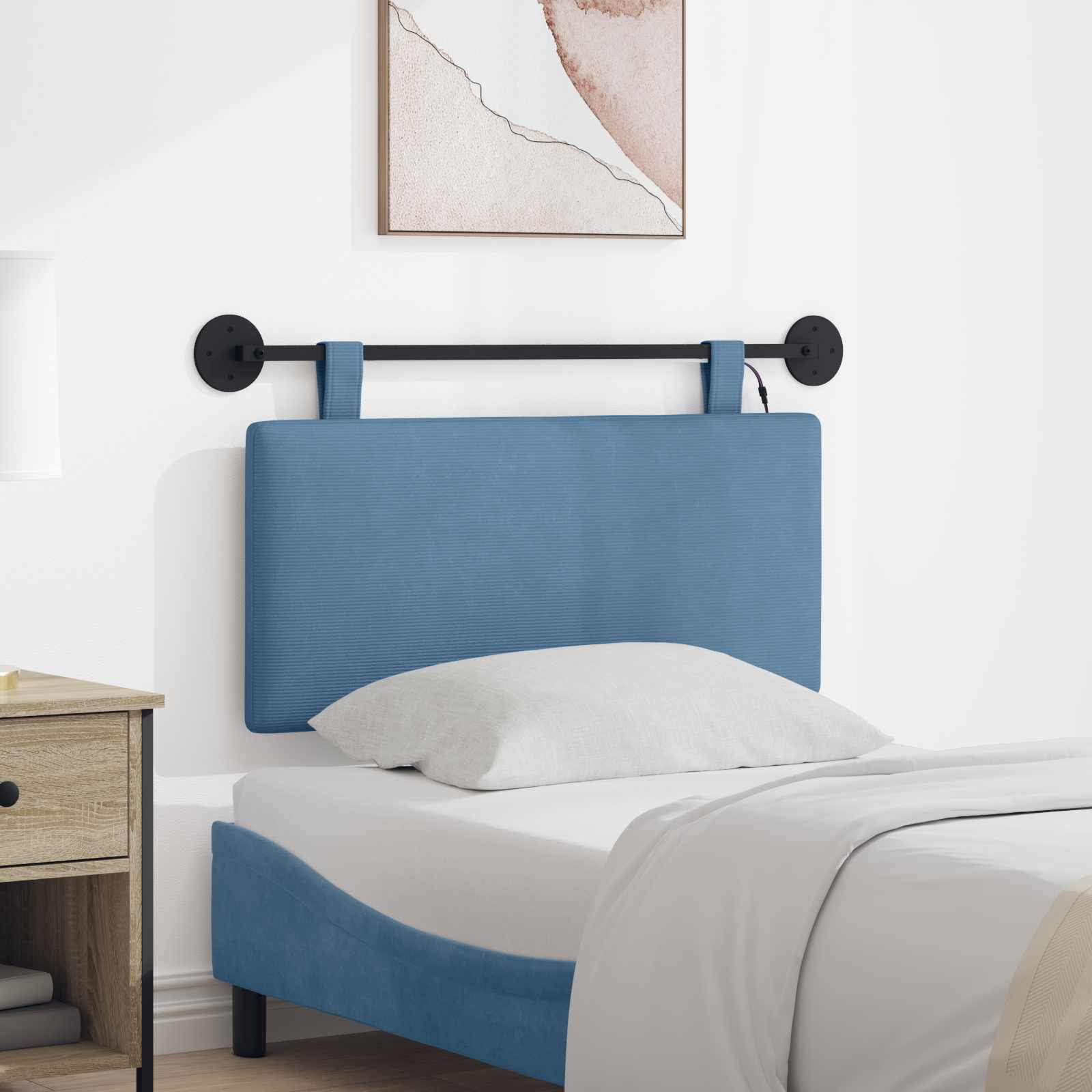 Tête de lit suspendue Bleu Tissu en velours côtelé - XIOS