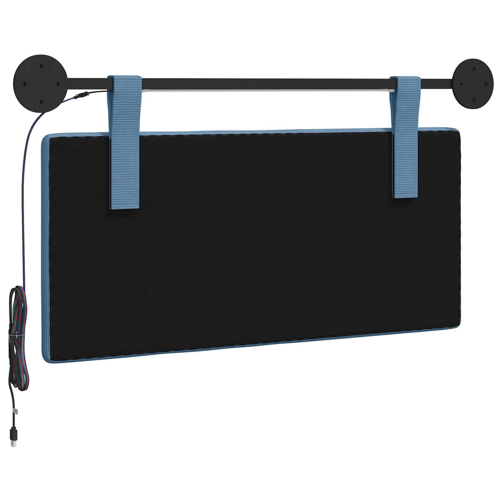 Tête de lit suspendue Bleu Tissu en velours côtelé - XIOS