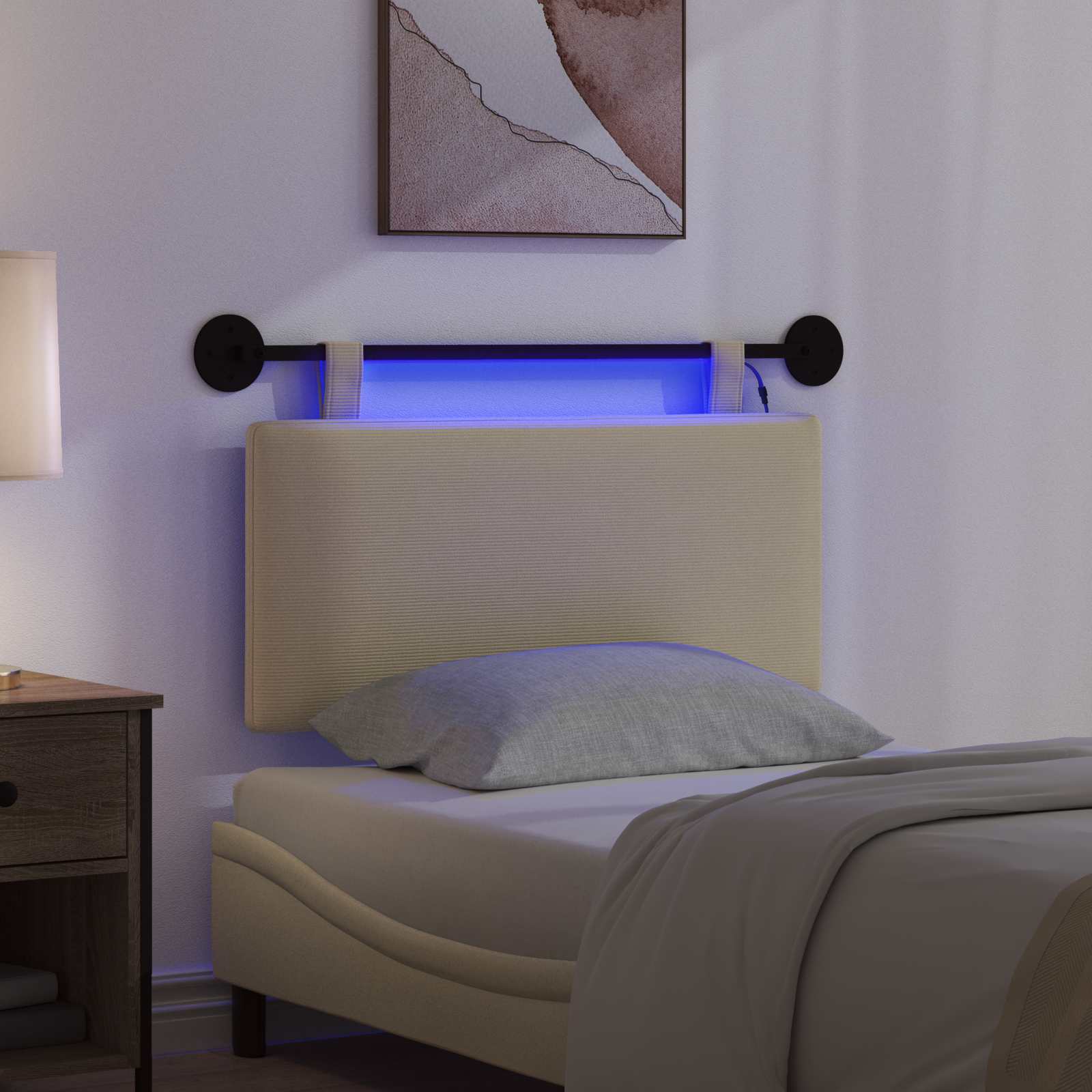 Tête de lit suspendue Gris Vert Clair Tissu en velours côtelé - XIOS