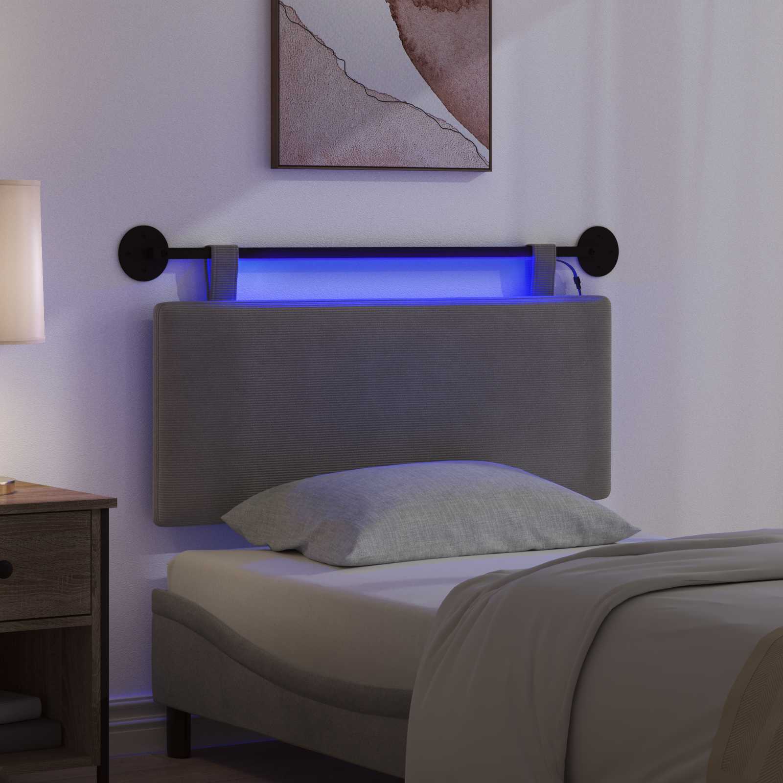 Tête de lit suspendue Gris clair Tissu en velours côtelé - XIOS
