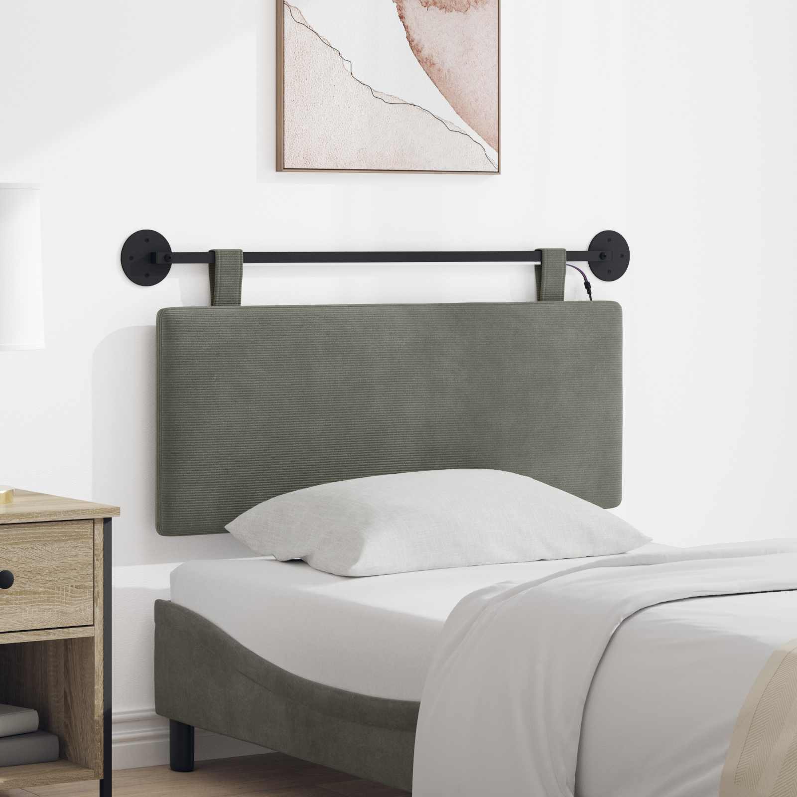 Tête de lit suspendue Gris clair Tissu en velours côtelé - XIOS