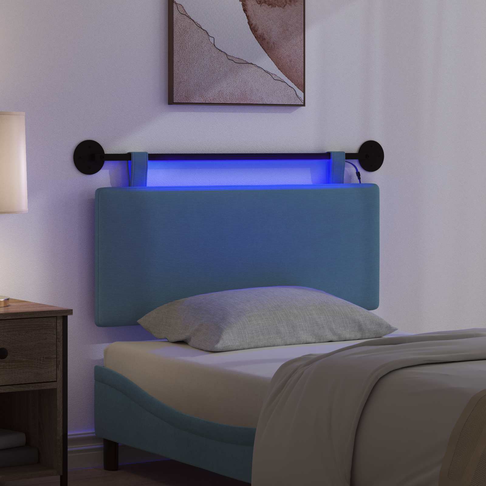 Tête de lit suspendue Bleu Tissu en velours côtelé - XIOS