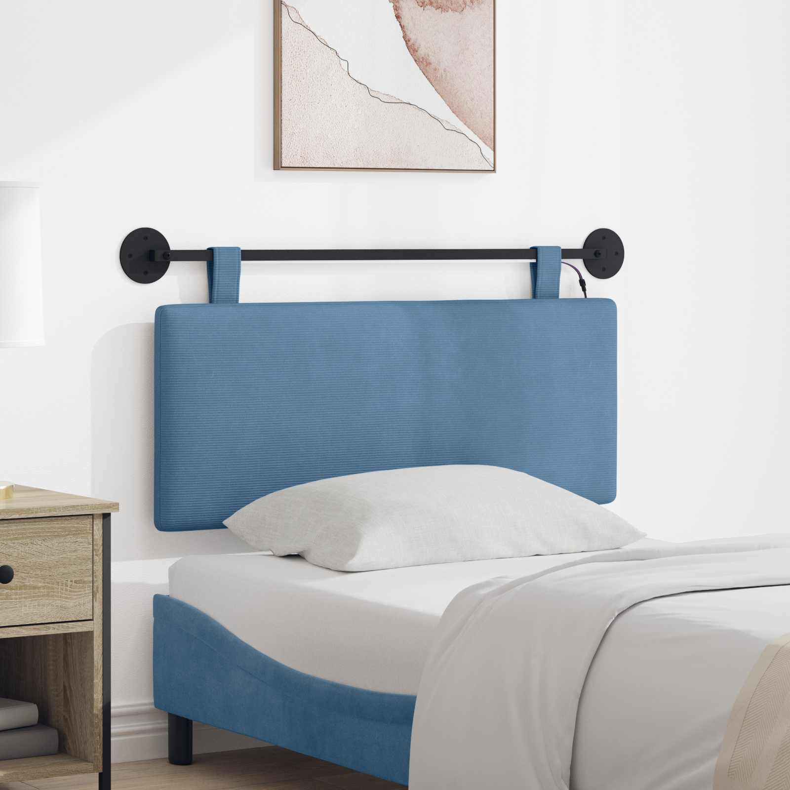 Tête de lit suspendue Bleu Tissu en velours côtelé - XIOS