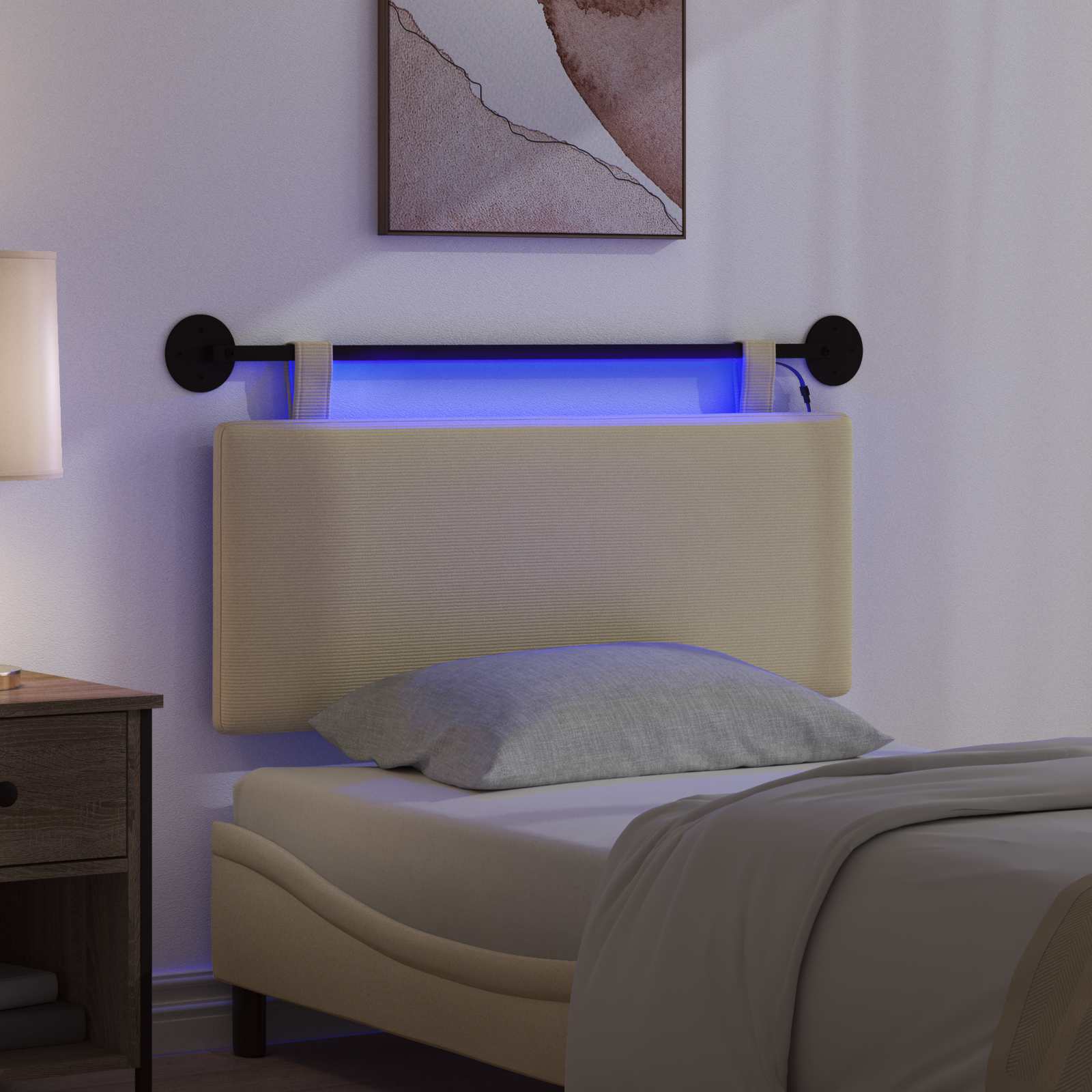 Tête de lit suspendue Gris Vert Clair Tissu en velours côtelé - XIOS