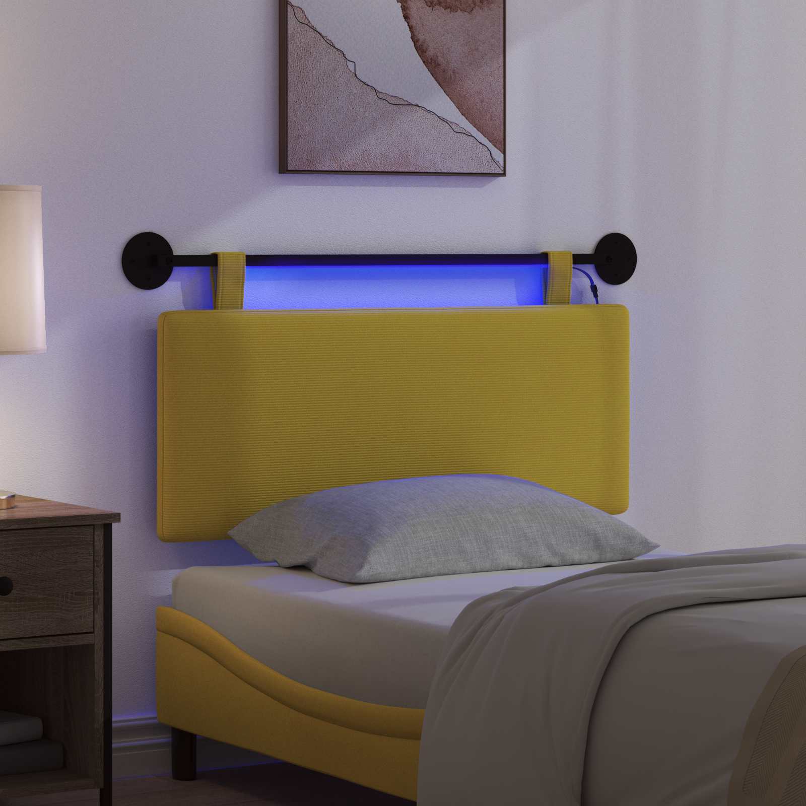Tête de lit suspendue Jaune clair Tissu en velours côtelé - XIOS
