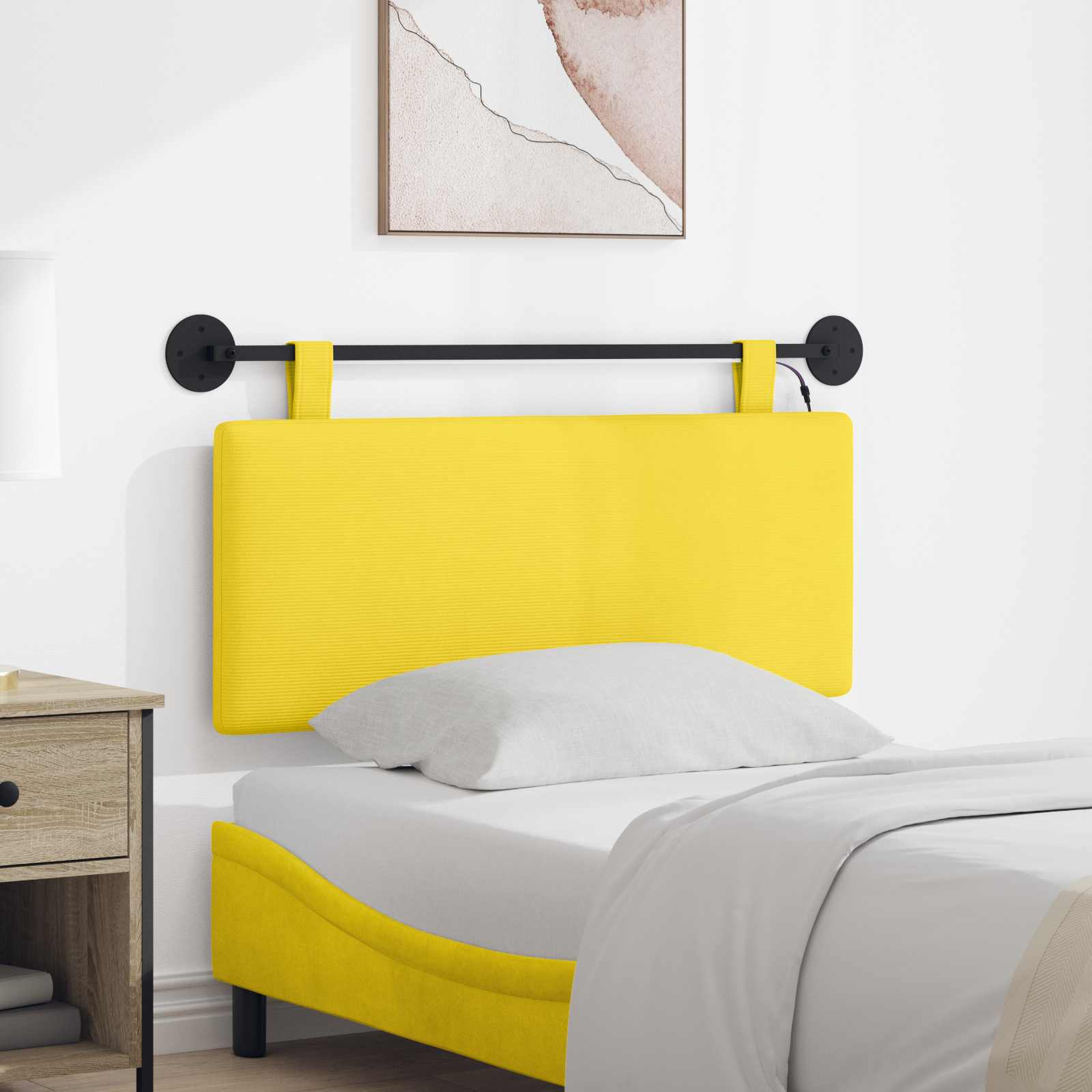 Tête de lit suspendue Jaune clair Tissu en velours côtelé - XIOS