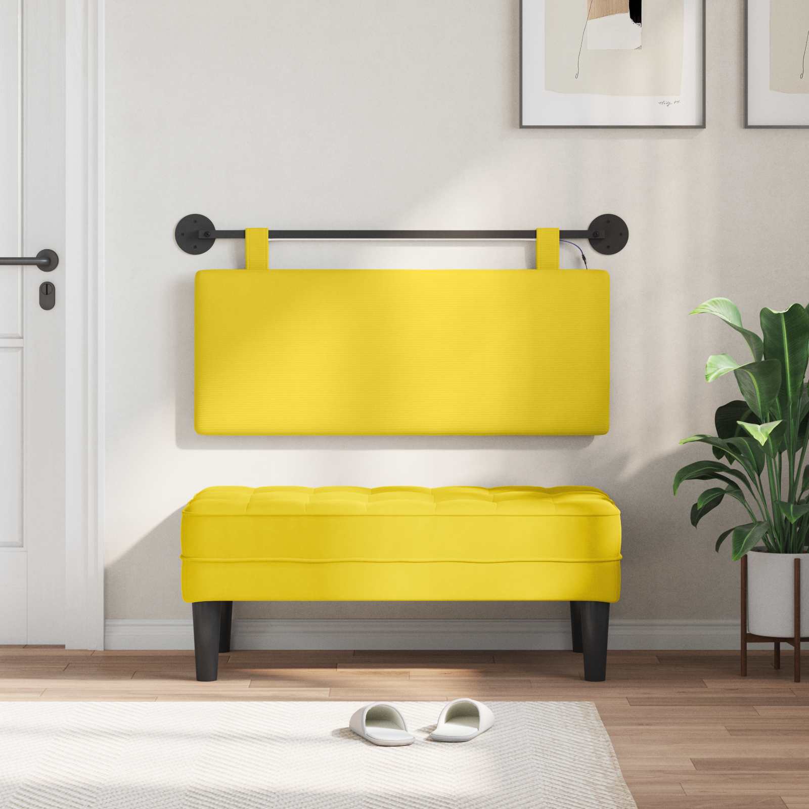 Tête de lit suspendue Jaune clair Tissu en velours côtelé - XIOS