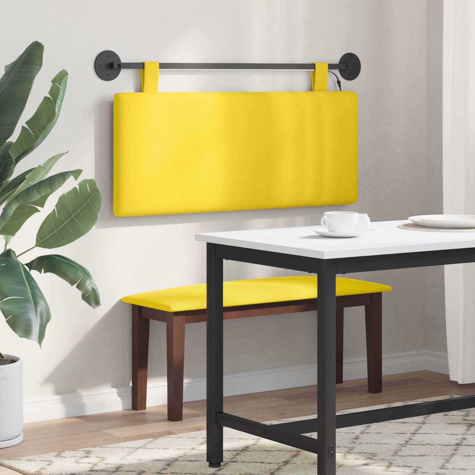 Tête de lit suspendue Jaune clair Tissu en velours côtelé - XIOS