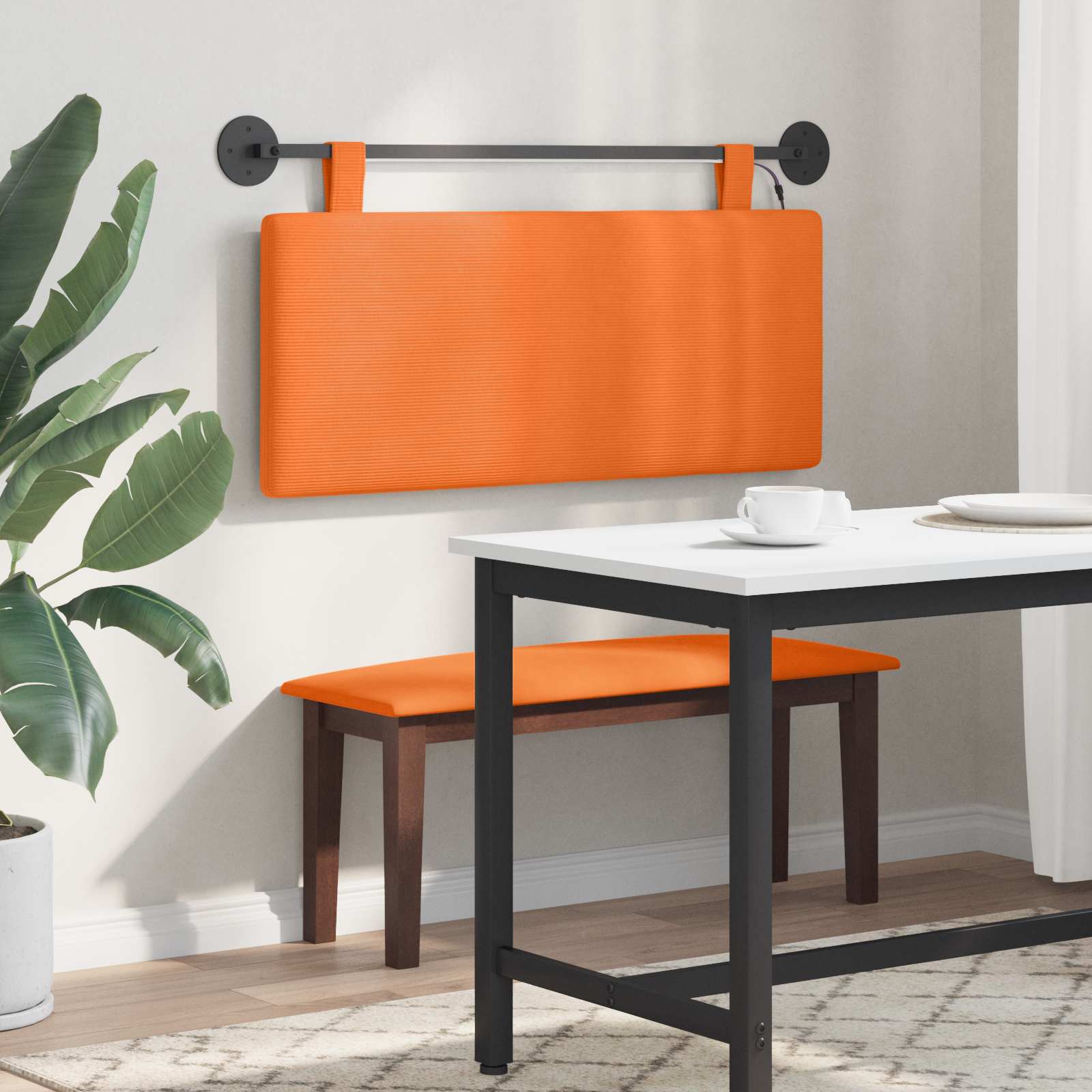 Tête de lit suspendue Orange Tissu en velours côtelé - XIOS