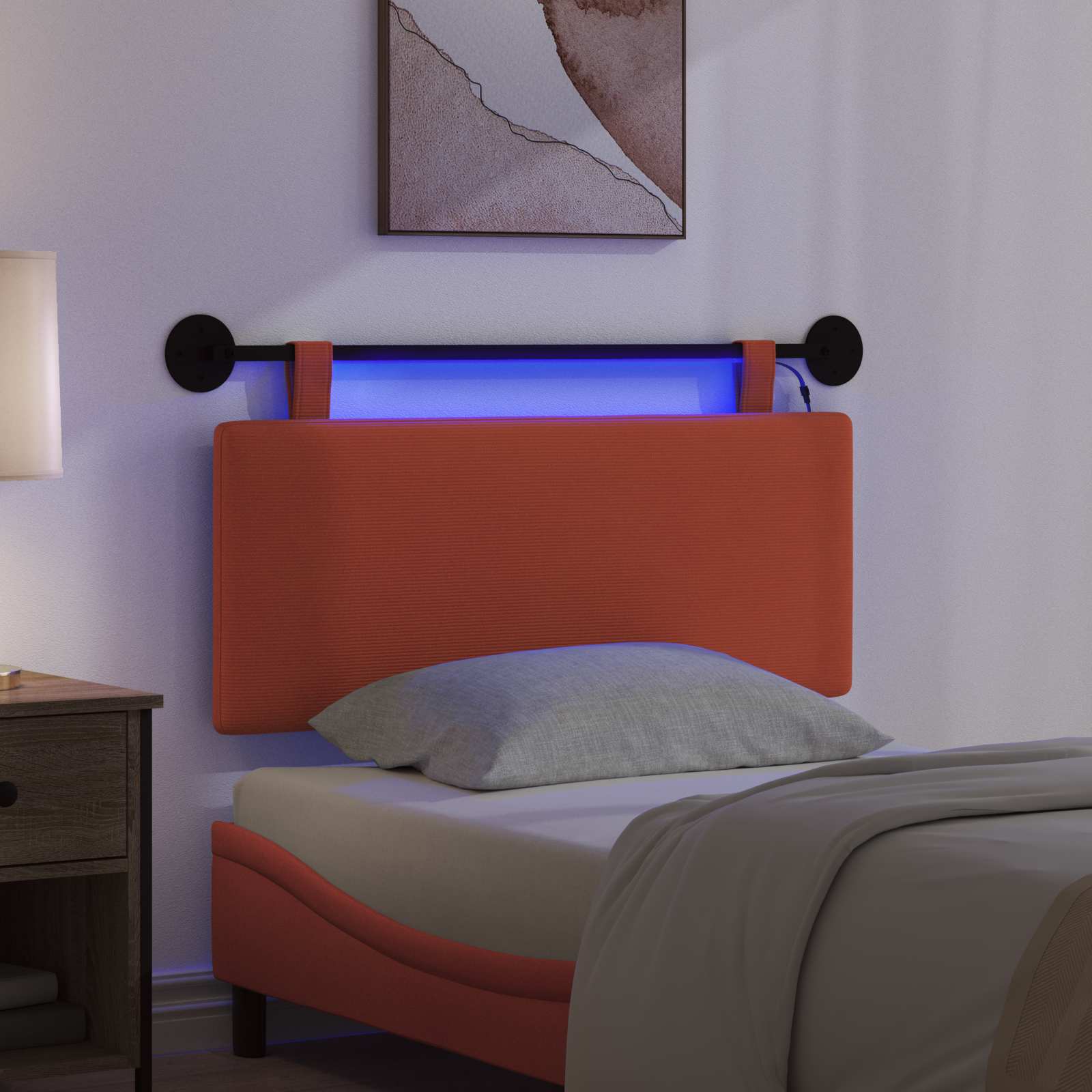 Tête de lit suspendue Rouge orange Tissu en velours côtelé - XIOS