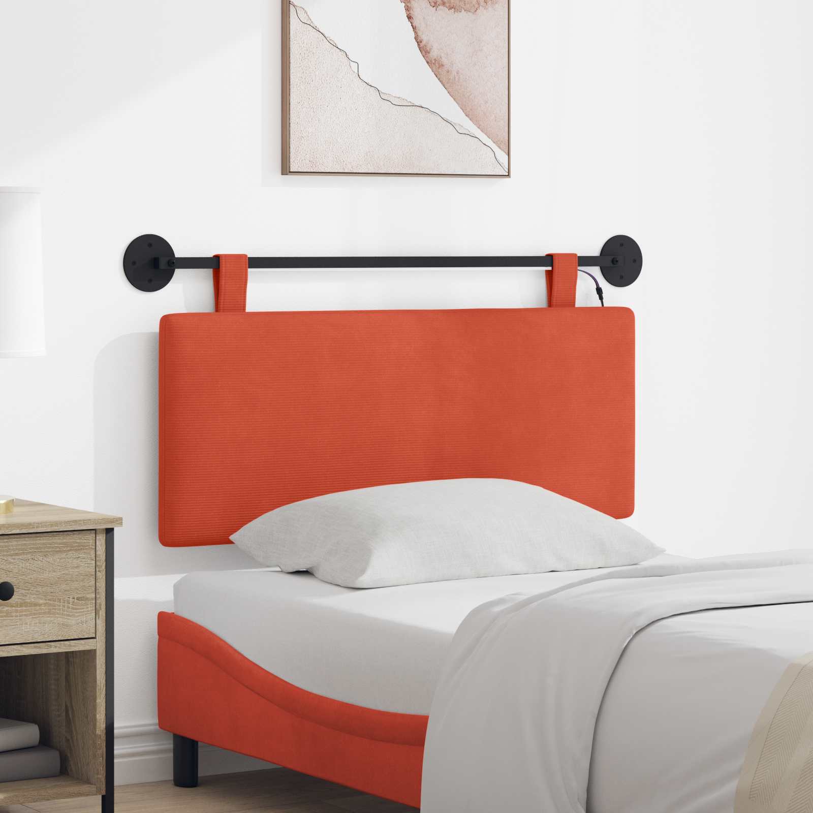 Tête de lit suspendue Rouge orange Tissu en velours côtelé - XIOS