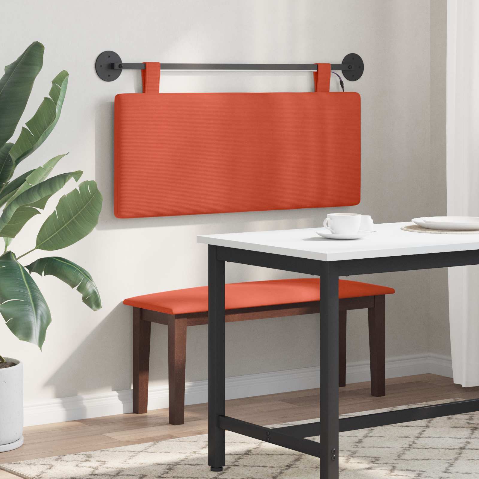 Tête de lit suspendue Rouge orange Tissu en velours côtelé - XIOS