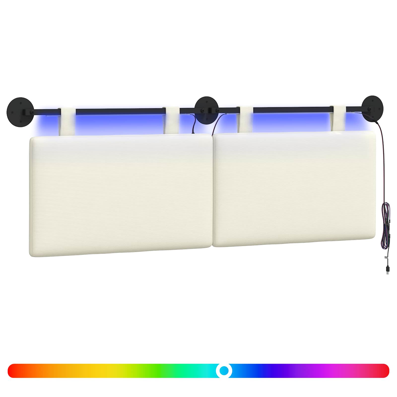 Tête de lit suspendue Crème Tissu en velours côtelé - XIOS