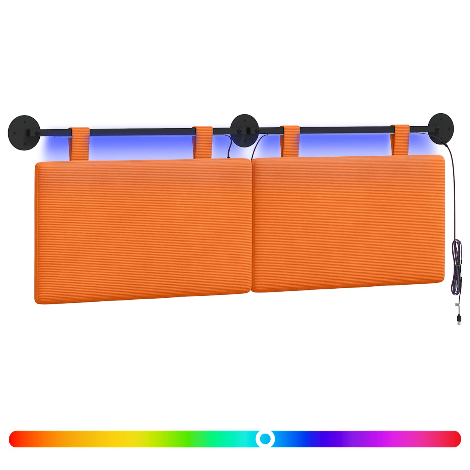 Tête de lit suspendue Orange Tissu en velours côtelé - XIOS
